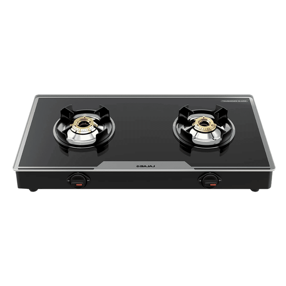 Bajaj 2BRGP7 Toughened Glass Top 2 Burner Manual Gas Stove (ISI Certified, Black)_1
