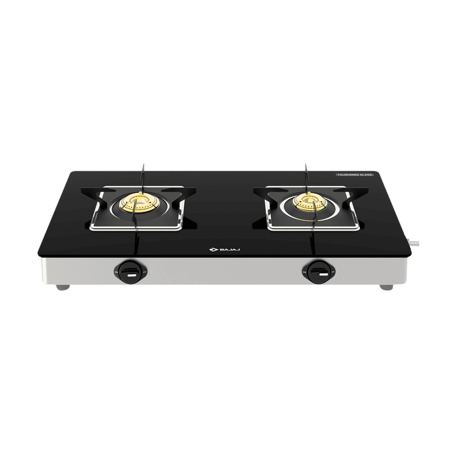 BAJAJ 2BRGS7 Glass Top 2 Burner Manual Gas Stove (Integrated SS Drip Tray, Black) BAJAJ 2BRGS7 Glass Top 2 Burner Manual Gas Stove (Integrated SS Drip Tray, Black)_1