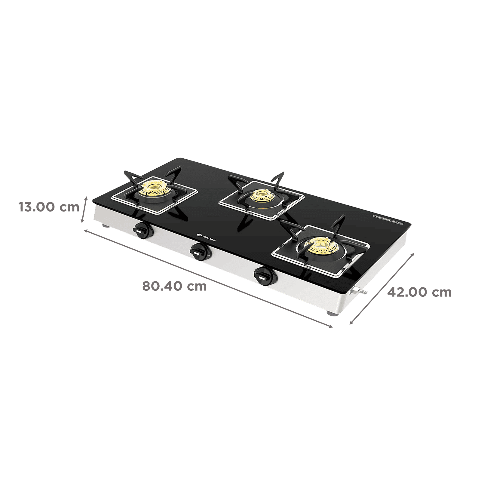 BAJAJ 3BJGS7 Glass Top 3 Burner Manual Gas Stove (Integrated SS Drip Tray, Black) BAJAJ 3BJGS7 Glass Top 3 Burner Manual Gas Stove (Integrated SS Drip Tray, Black)_2