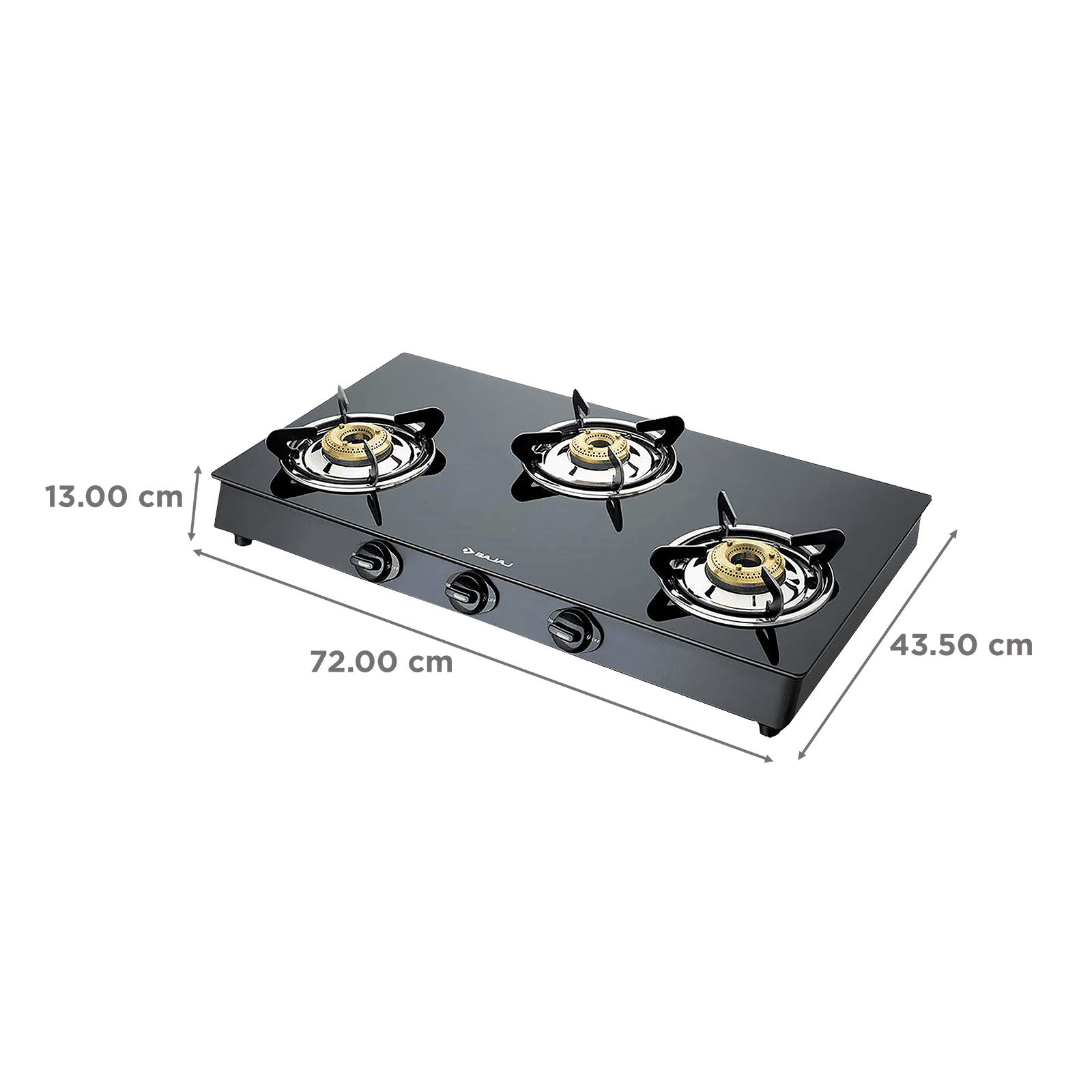 BAJAJ 3BR GP6 Toughened Glass Top 3 Burner Manual Gas Stove (Stainless Steel Drip Tray, Black) BAJAJ 3BR GP6 Toughened Glass Top 3 Burner Manual Gas Stove (Stainless Steel Drip Tray, Black)_2