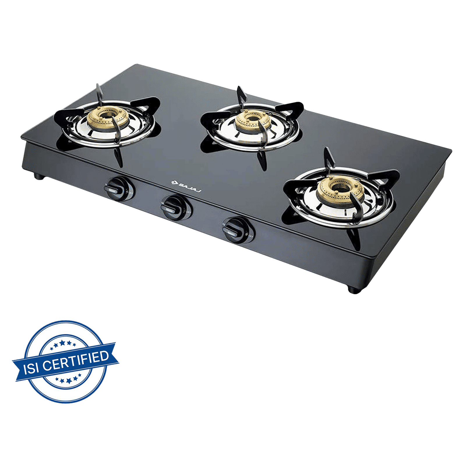 BAJAJ 3BR GP6 Toughened Glass Top 3 Burner Manual Gas Stove (Stainless Steel Drip Tray, Black) BAJAJ 3BR GP6 Toughened Glass Top 3 Burner Manual Gas Stove (Stainless Steel Drip Tray, Black)_7