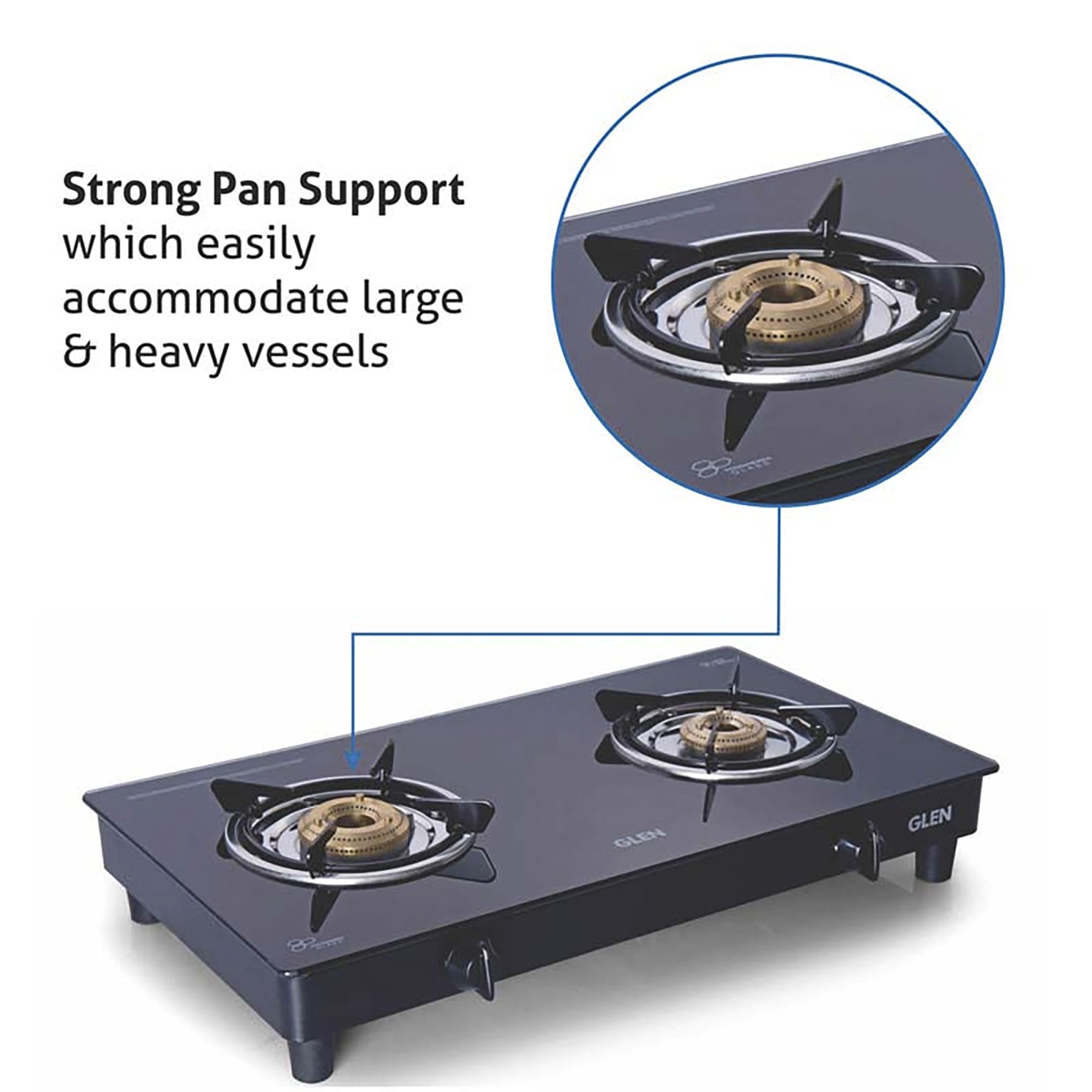 Glen 1020 GT XL BB BL Toughened Glass Top 2 Burner Manual Gas Stove (Scratch & Stain Resistant, Black)_6