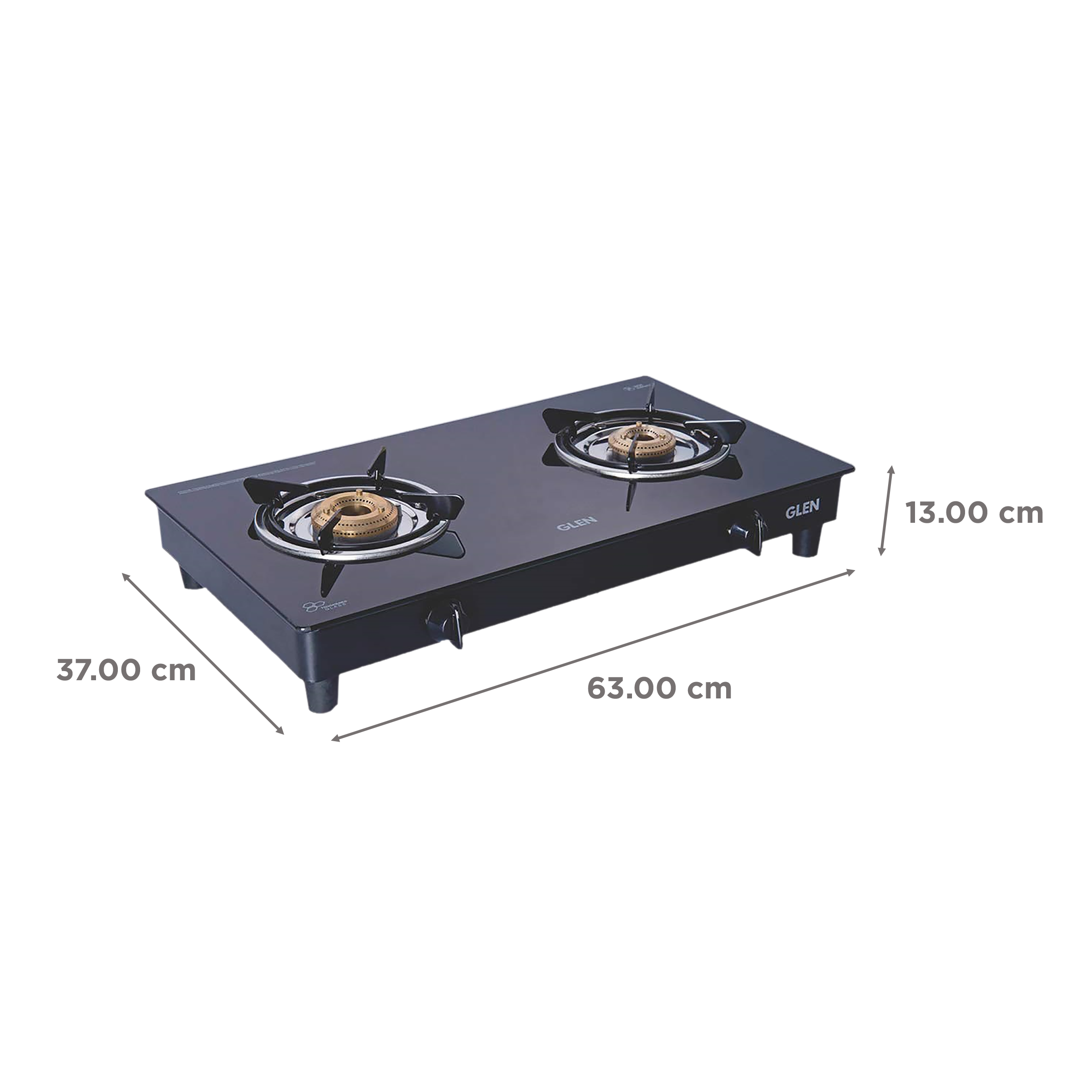 Glen 1020 GT XL BB BL Toughened Glass Top 2 Burner Manual Gas Stove (Scratch & Stain Resistant, Black)_2