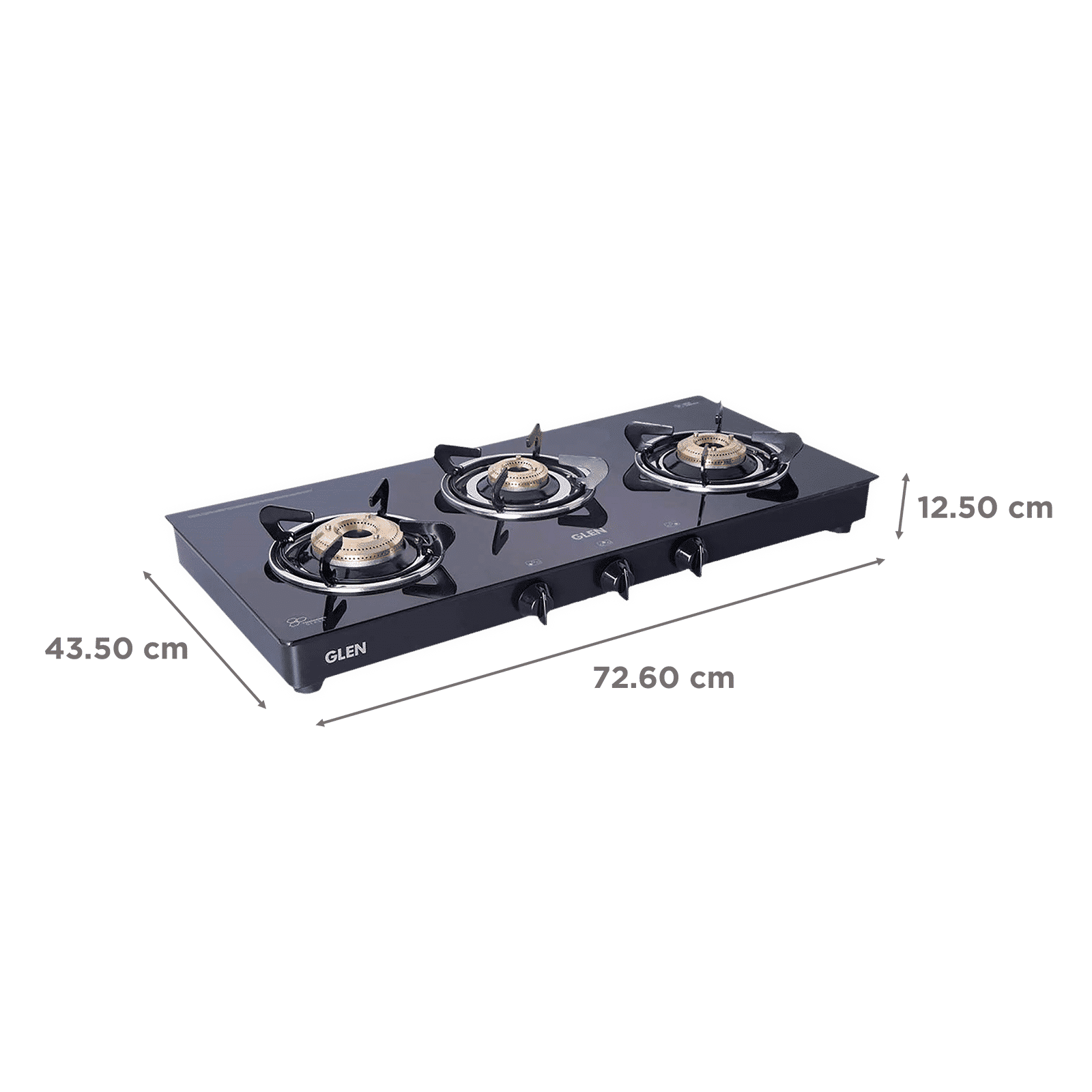 Glen 1032 GT HF BB DD BL Toughened Glass Top 3 Burner Manual Gas Stove (Scratch & Stain Resistant, Black)_2