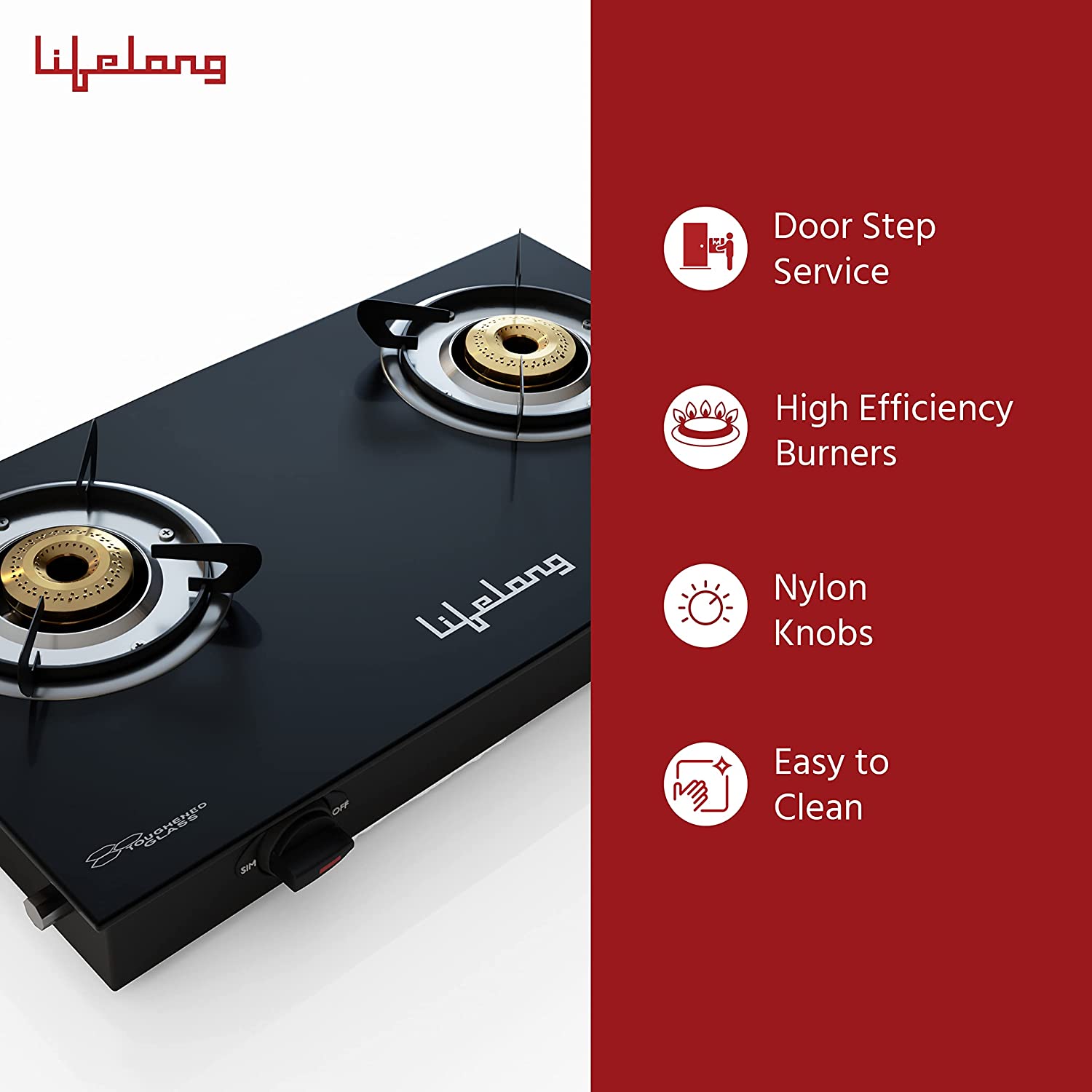 Lifelong LLGS10 Toughened Glass Top 2 Burner Manual Gas Stove (Anti-Skid Feet, Black) Lifelong LLGS10 Toughened Glass Top 2 Burner Manual Gas Stove (Anti-Skid Feet, Black)_13