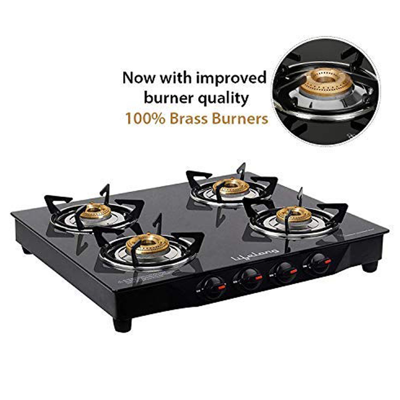 Lifelong LLGS27 Toughened Glass Top 4 Burner Manual Gas Stove (Nylon Knobs, Black)_15