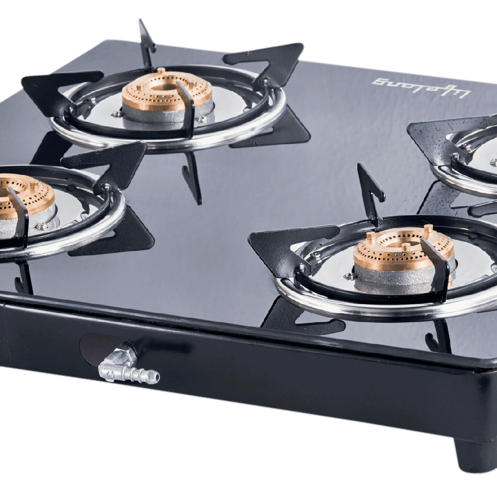 Lifelong LLGS27 Toughened Glass Top 4 Burner Manual Gas Stove (Nylon Knobs, Black)_6