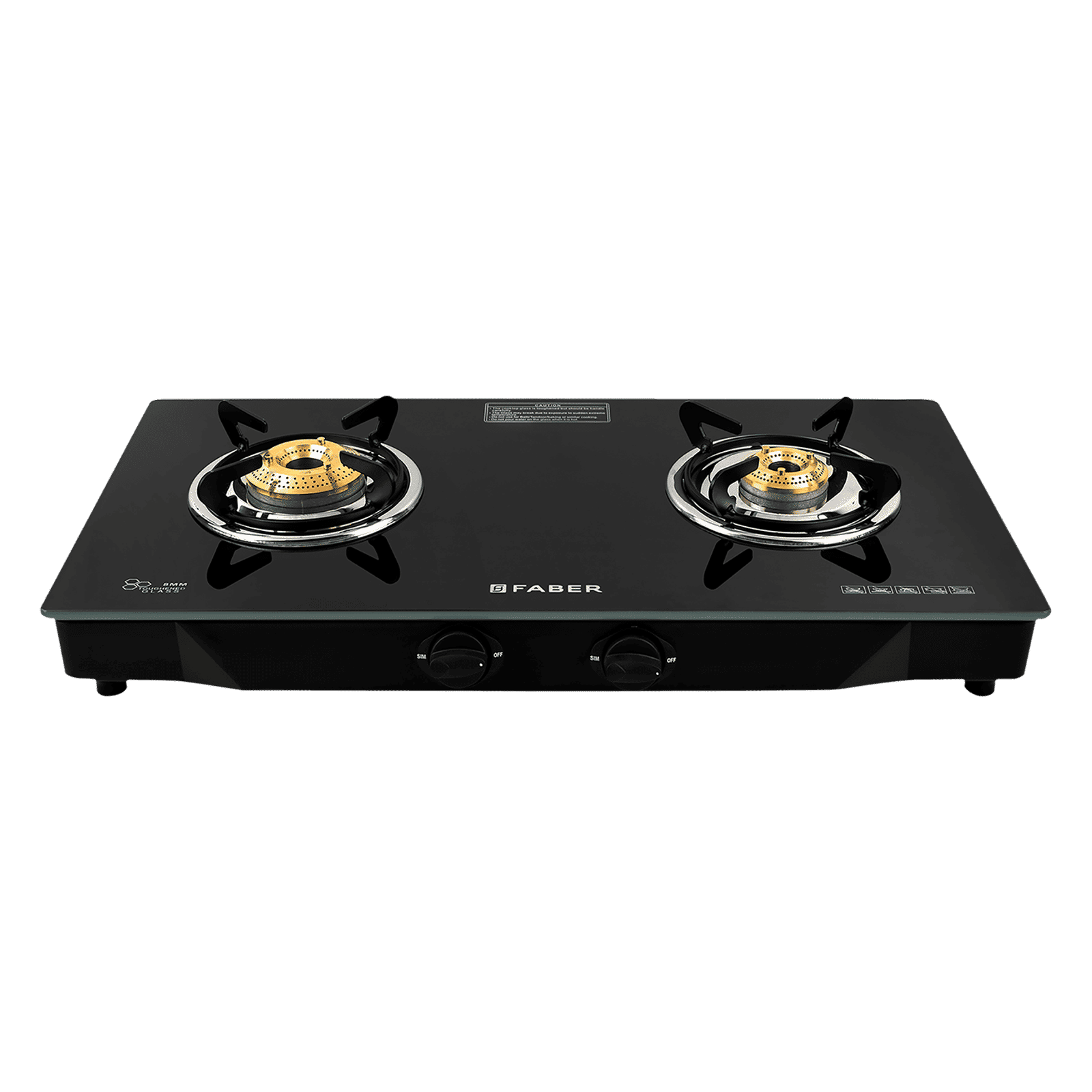 Faber JUMBO 2BB BK Toughened Glass Top 2 Burner Manual Gas Stove (Corrosion Resistance, Black)_1