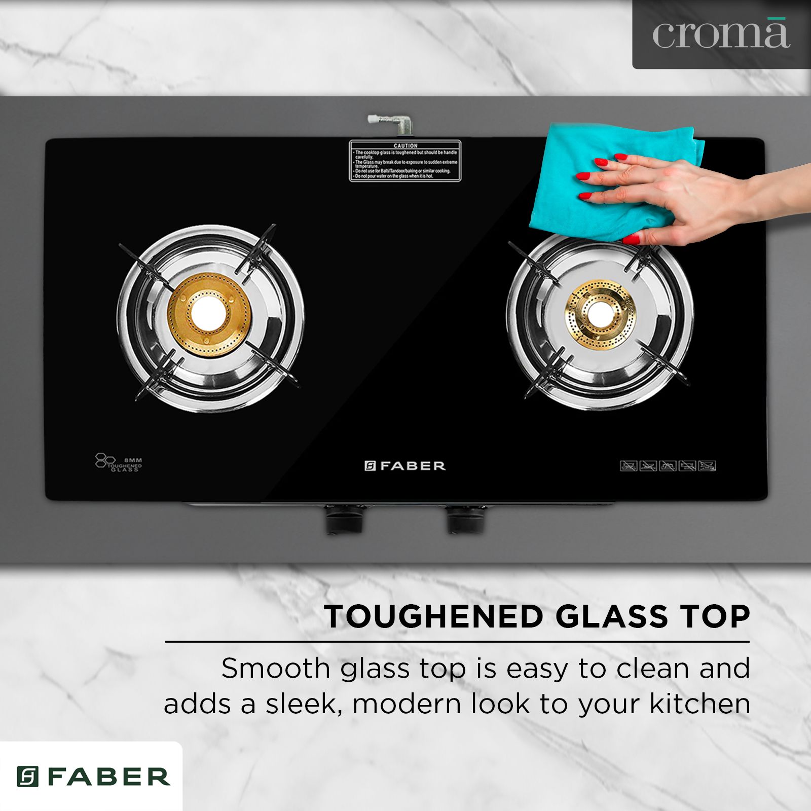 Faber JUMBO 2BB BK Toughened Glass Top 2 Burner Manual Gas Stove (Corrosion Resistance, Black)_12