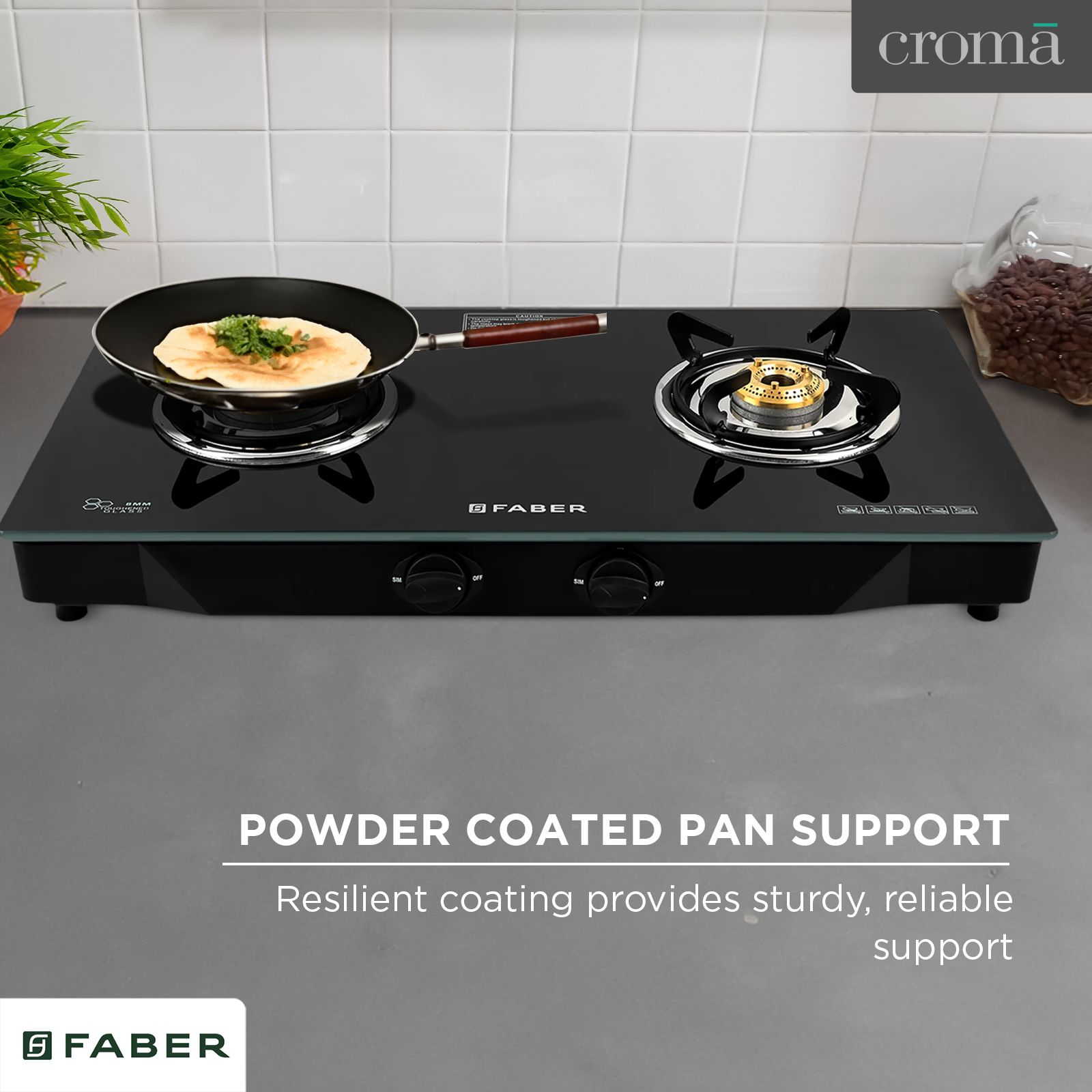 Faber JUMBO 2BB BK Toughened Glass Top 2 Burner Manual Gas Stove (Corrosion Resistance, Black)_13