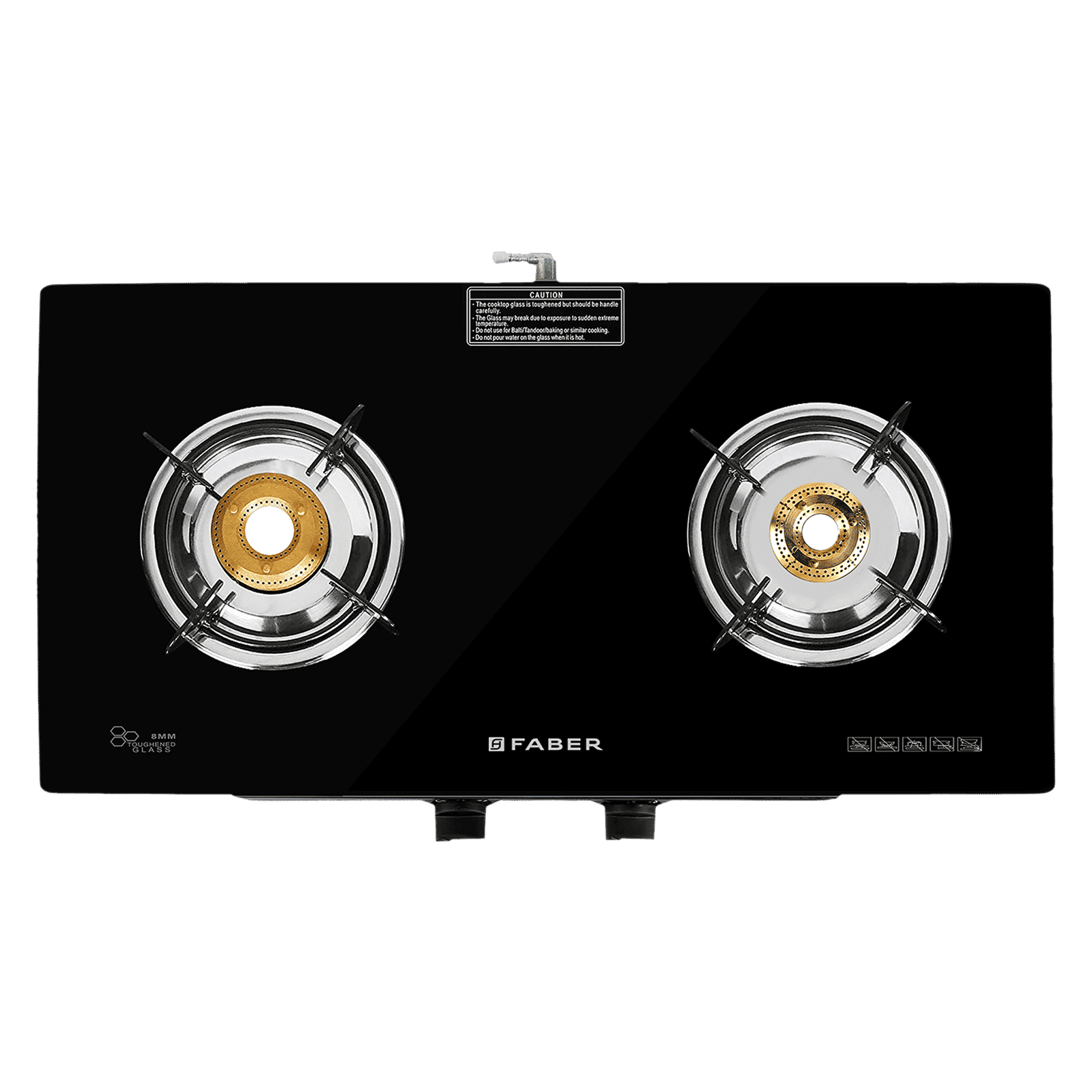 Faber JUMBO 2BB BK Toughened Glass Top 2 Burner Manual Gas Stove (Corrosion Resistance, Black)_5