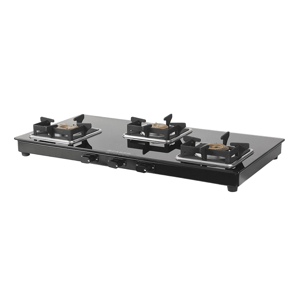 Faber Remo 3BB BK Toughened Glass Top 3 Burner Manual Gas Stove (Premium Quality Knob, Black)_1