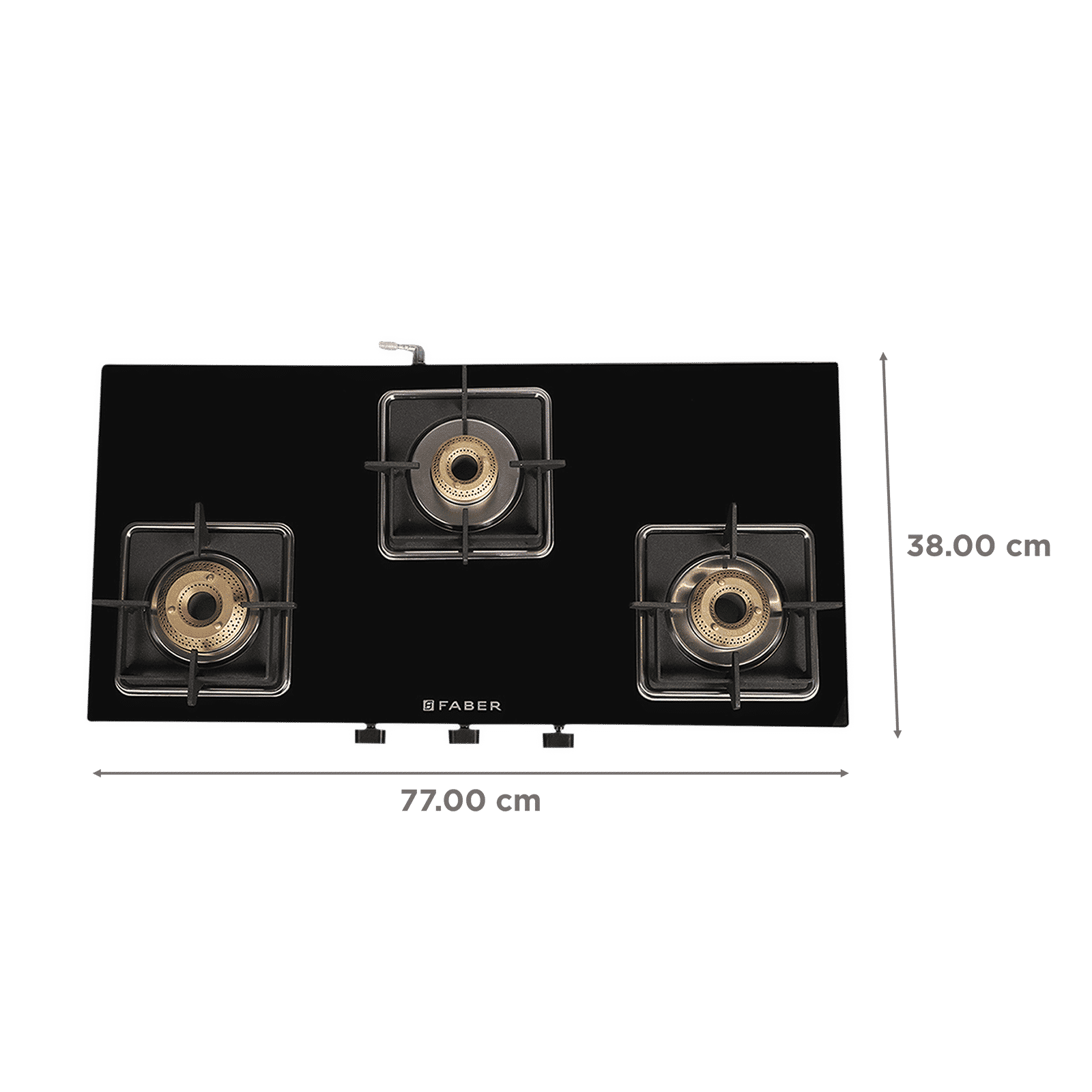 Faber Remo 3BB BK Toughened Glass Top 3 Burner Manual Gas Stove (Premium Quality Knob, Black)_2