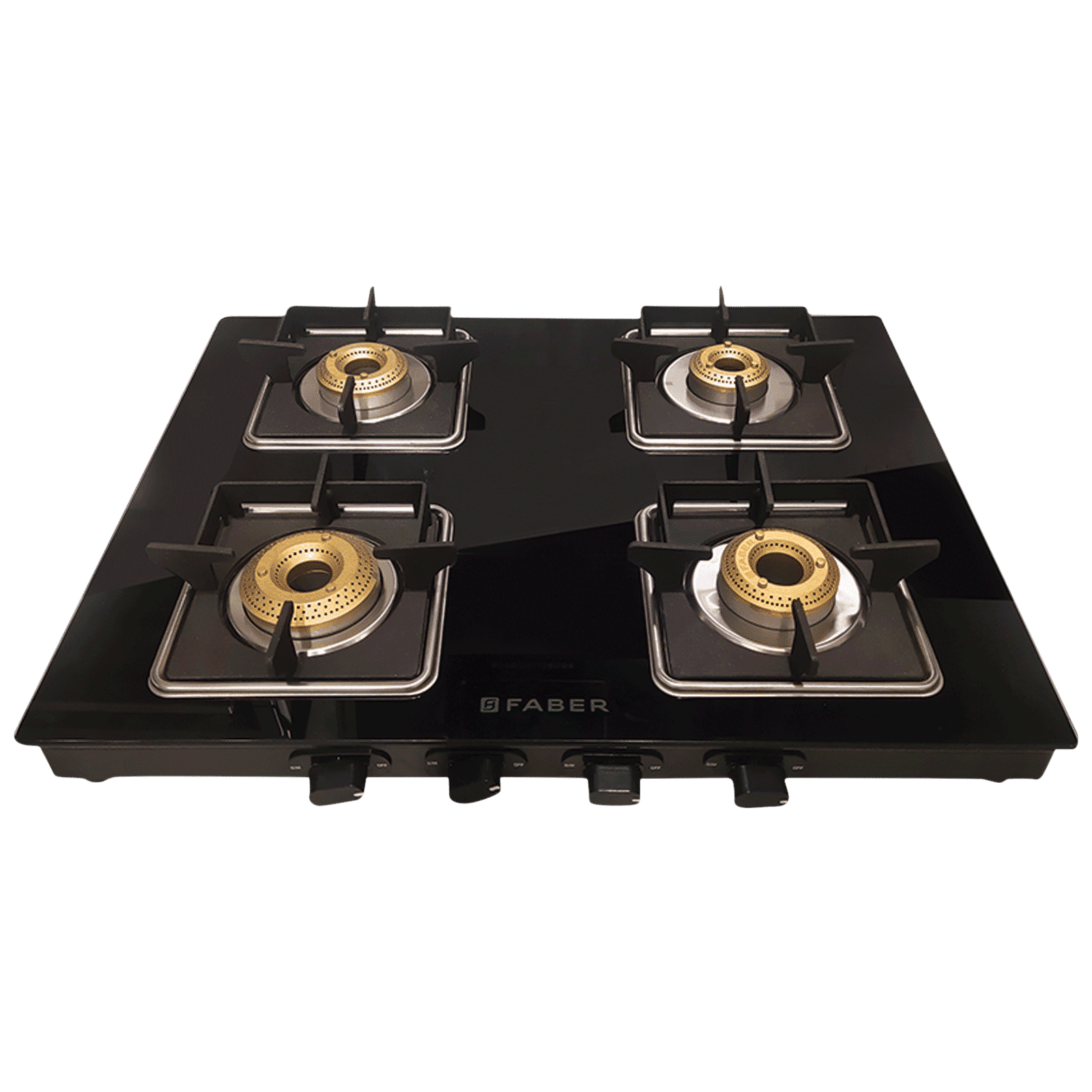 Faber Remo 4BB BK Toughened Glass Top 4 Burner Manual Gas Stove (Shatter Proof, Black)_1