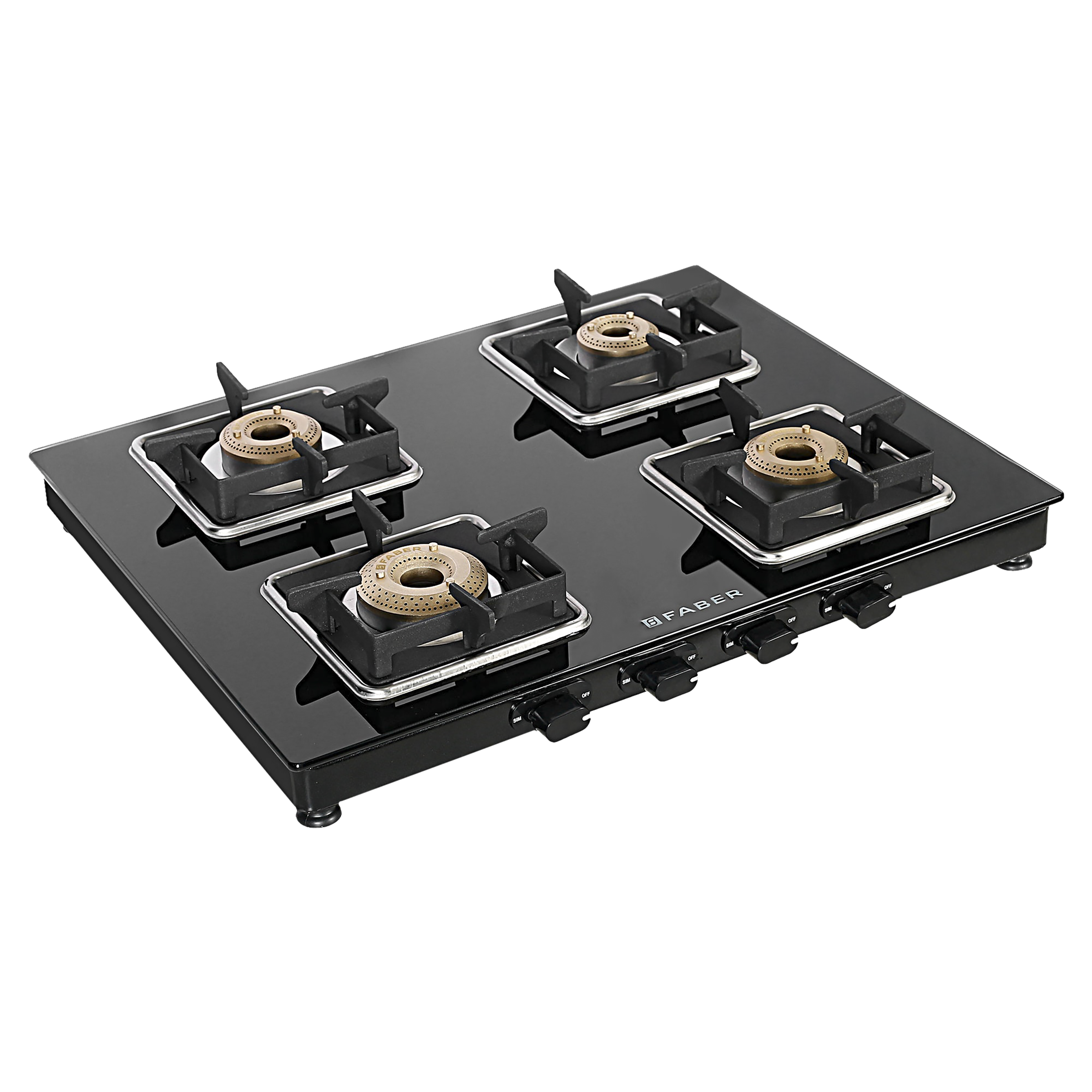 Faber Remo 4BB BK Toughened Glass Top 4 Burner Manual Gas Stove (Shatter Proof, Black)_7