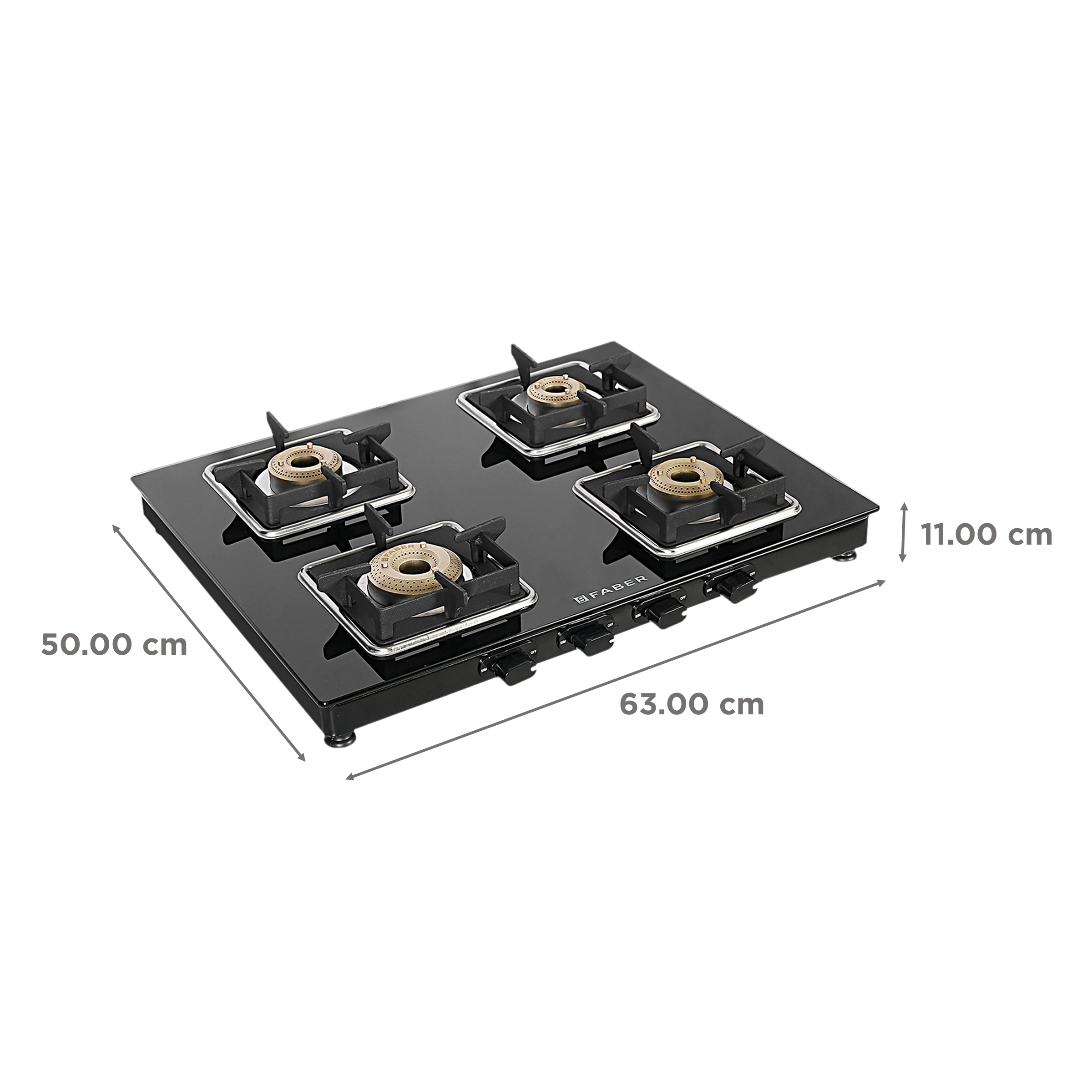 Faber Remo 4BB BK Toughened Glass Top 4 Burner Manual Gas Stove (Shatter Proof, Black)_2