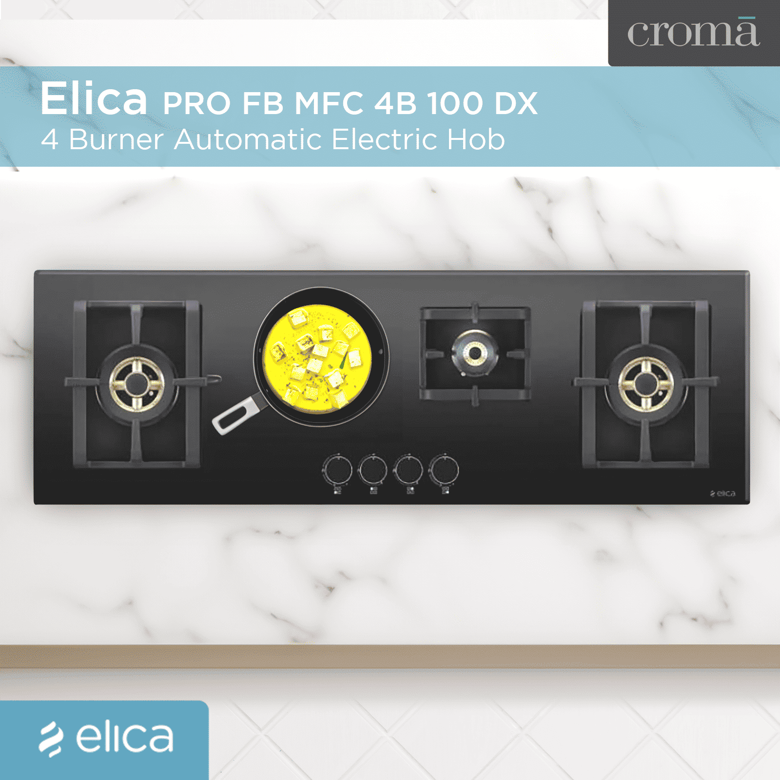 Elica PRO FB MFC 4B 100 DX Glass Top 4 Burner Automatic Electric Hob (Cast Iron Grid, Black)_6