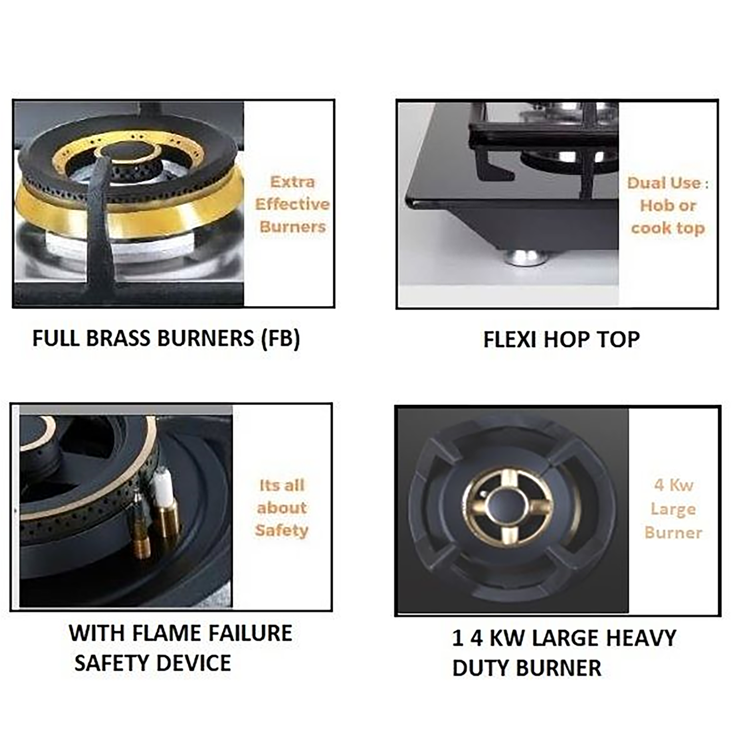 Elica CLASSIC FLEXI FB MFC 3B 70 MT FFD Glass Top 3 Burner Automatic Electric Hob (Heavy Duty Multi Frame Burners, Black)_4
