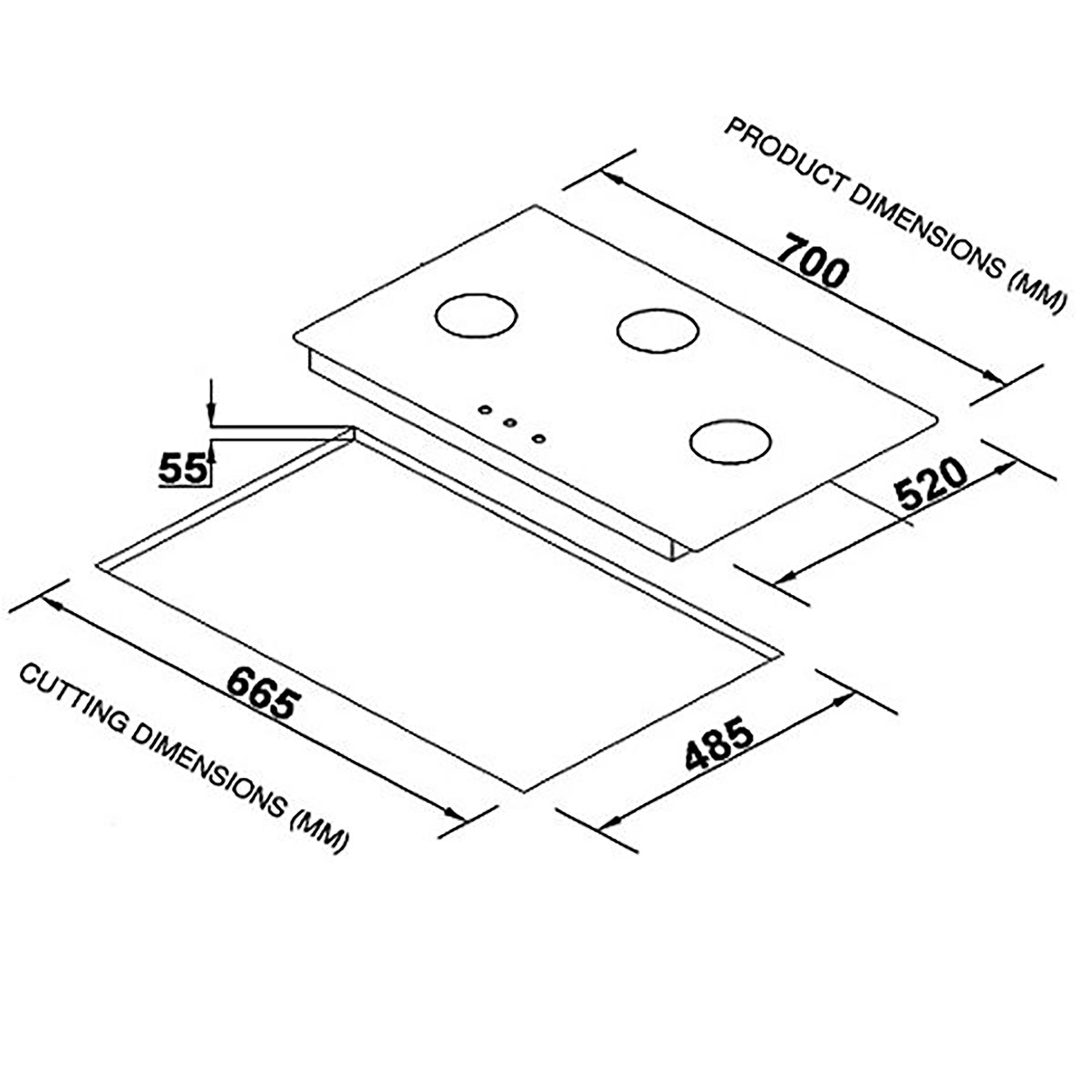 Elica CLASSIC FLEXI FB MFC 3B 70 MT FFD Glass Top 3 Burner Automatic Electric Hob (Heavy Duty Multi Frame Burners, Black)_5