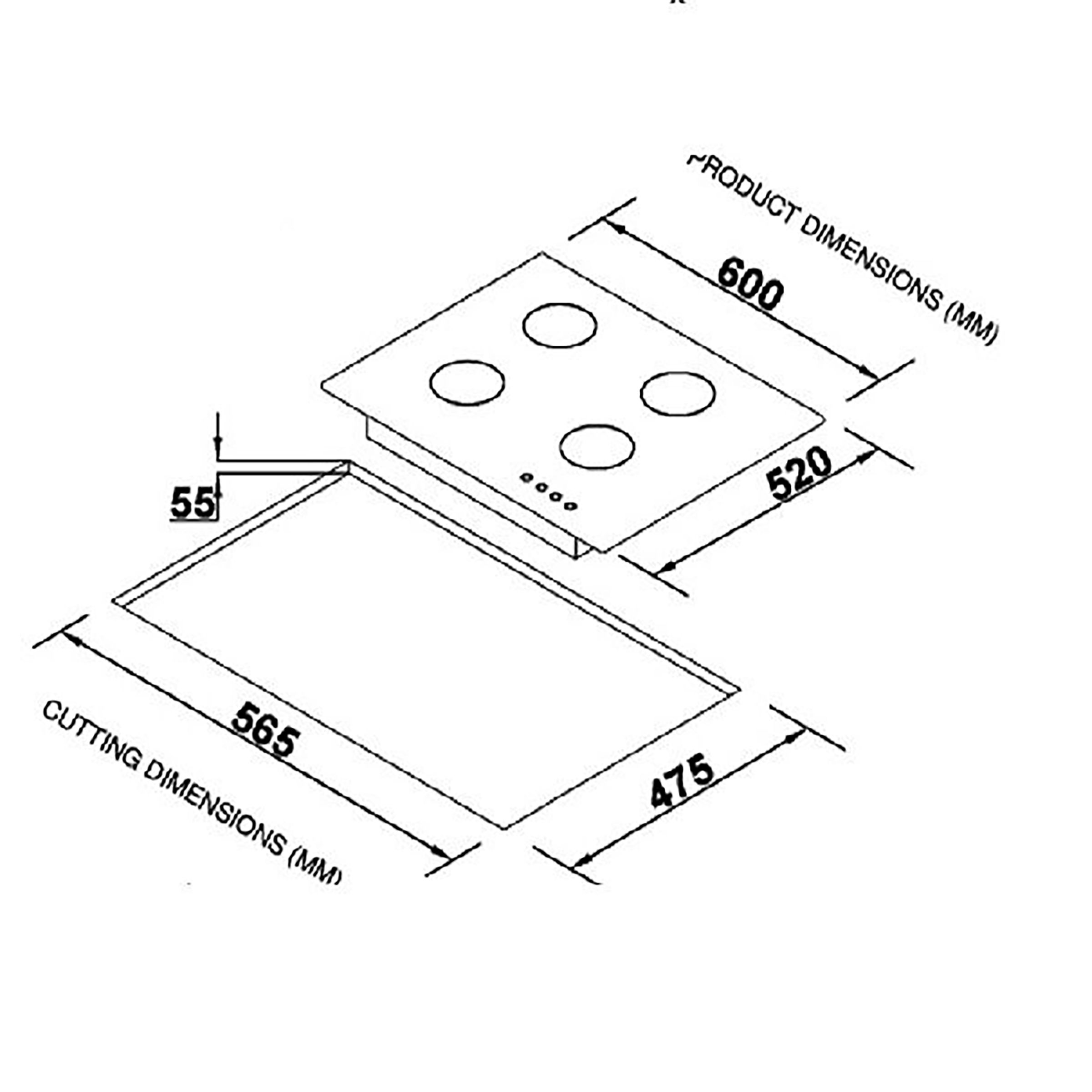 Elica CLASSIC FLEXI FB MFC 4B 60 MT FFD Glass Top 4 Burner Automatic Electric Hob (Heavy Duty Multi Frame Burners, Black)_5