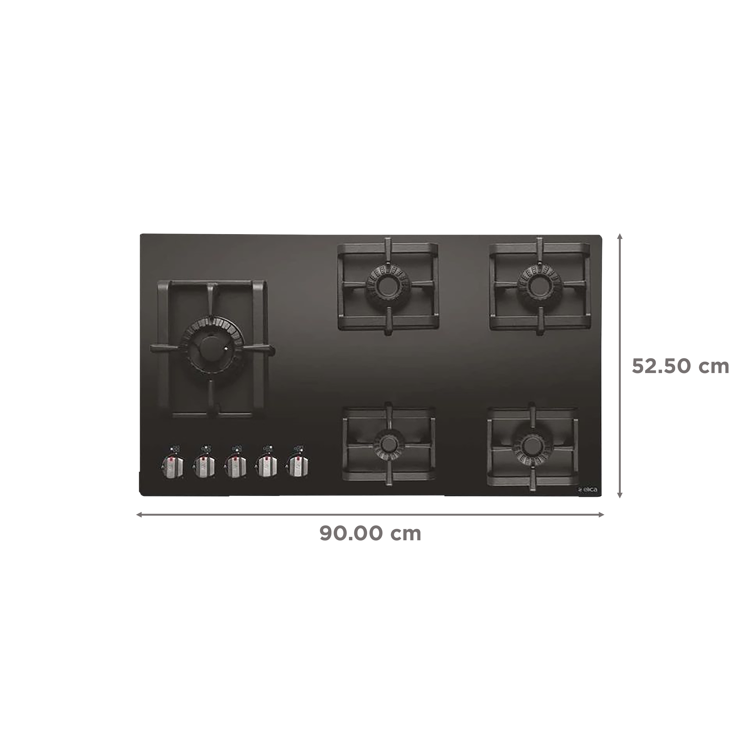 Elica PRO MFC 5B 91 SWIRL FFD Glass Top 5 Burner Automatic Electric Hob (Cast Iron Grill Rack, Black)_2