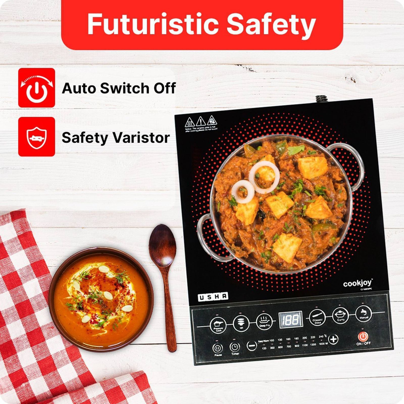 USHA Cookjoy 1600W Induction Cooktop with 5 Preset Menus_13