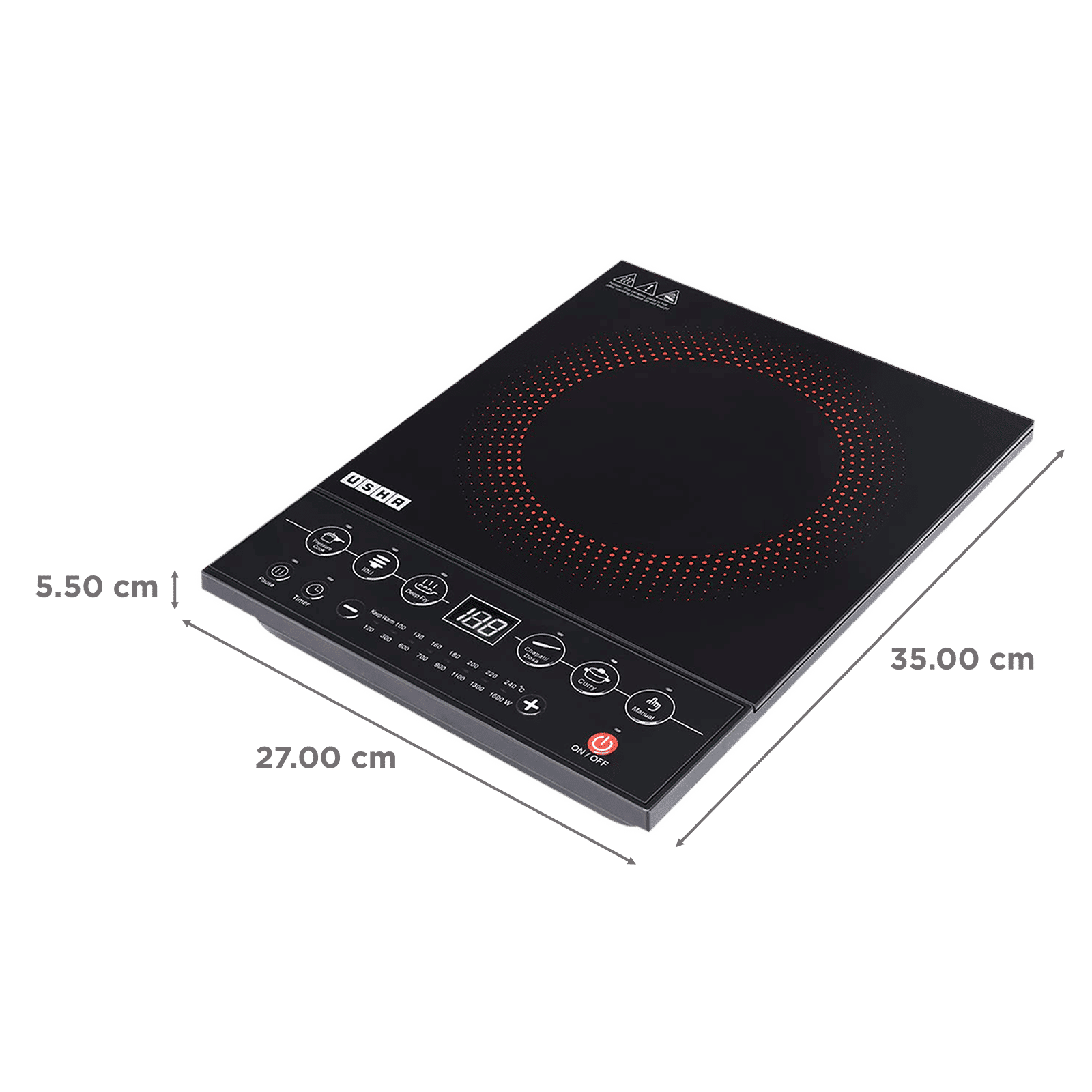 USHA Cookjoy 1600W Induction Cooktop with 5 Preset Menus_2