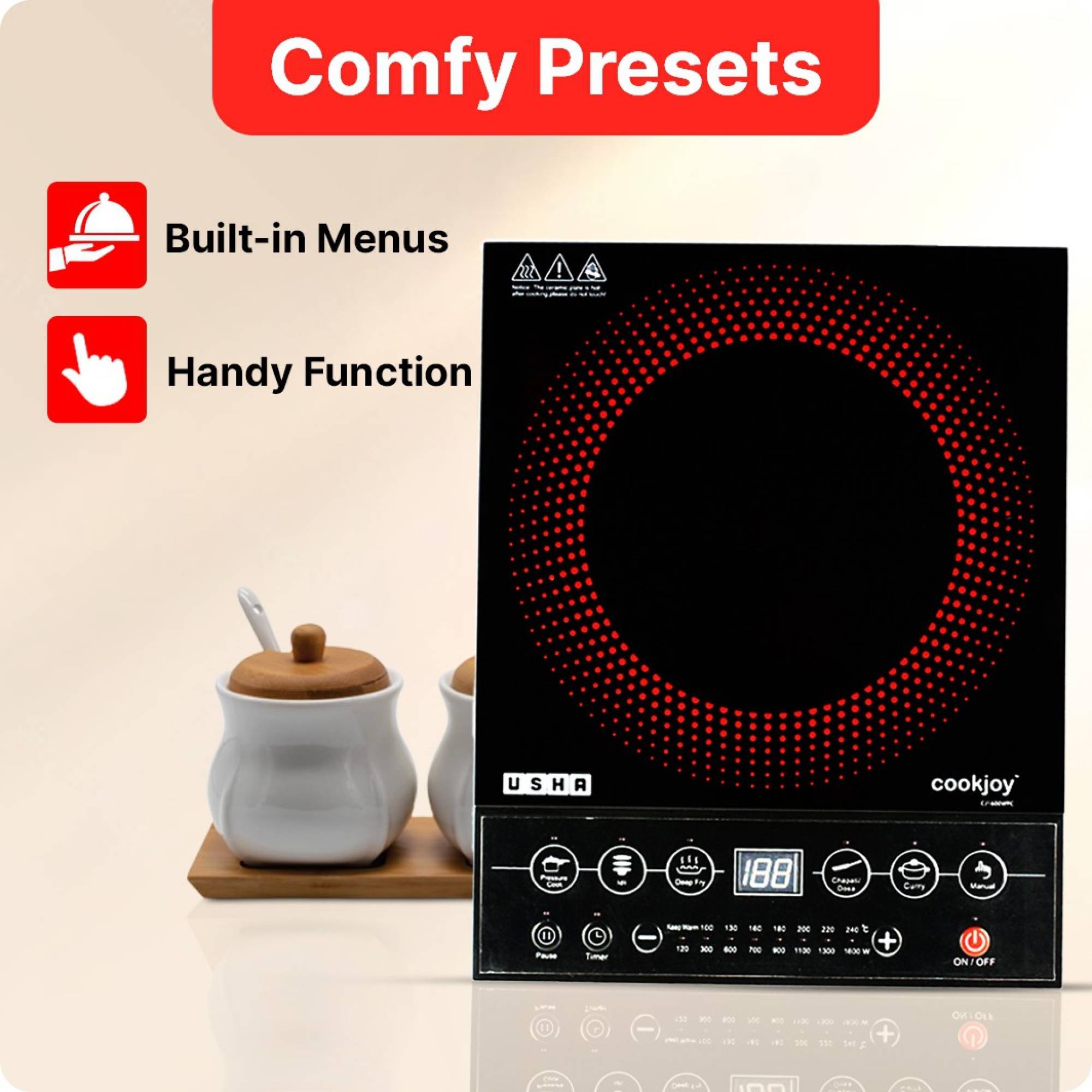 USHA Cookjoy 1600W Induction Cooktop with 5 Preset Menus_17