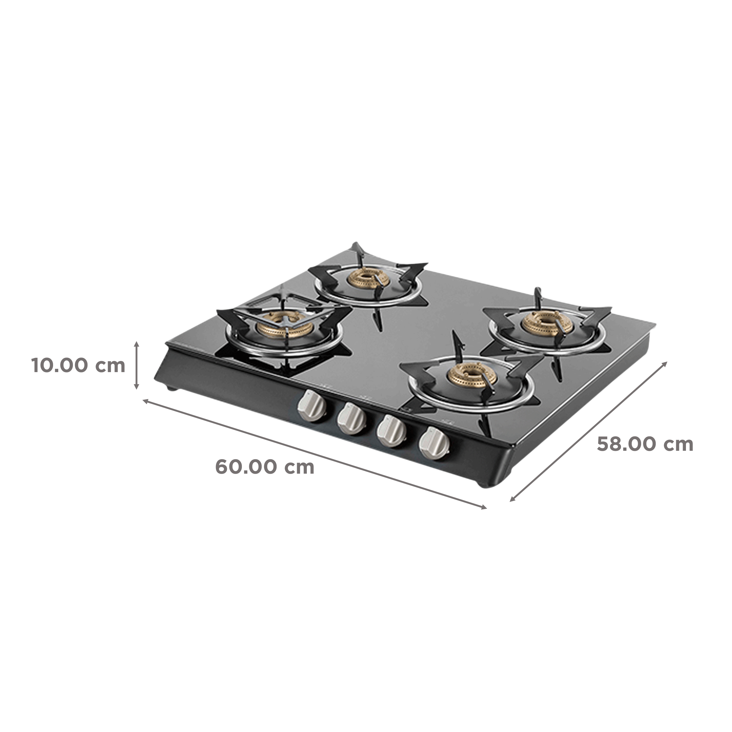 KAFF CTB584B Toughened Glass Top 4 Burner Manual Gas Stove (Heavy Duty Pan Support, Black)_2