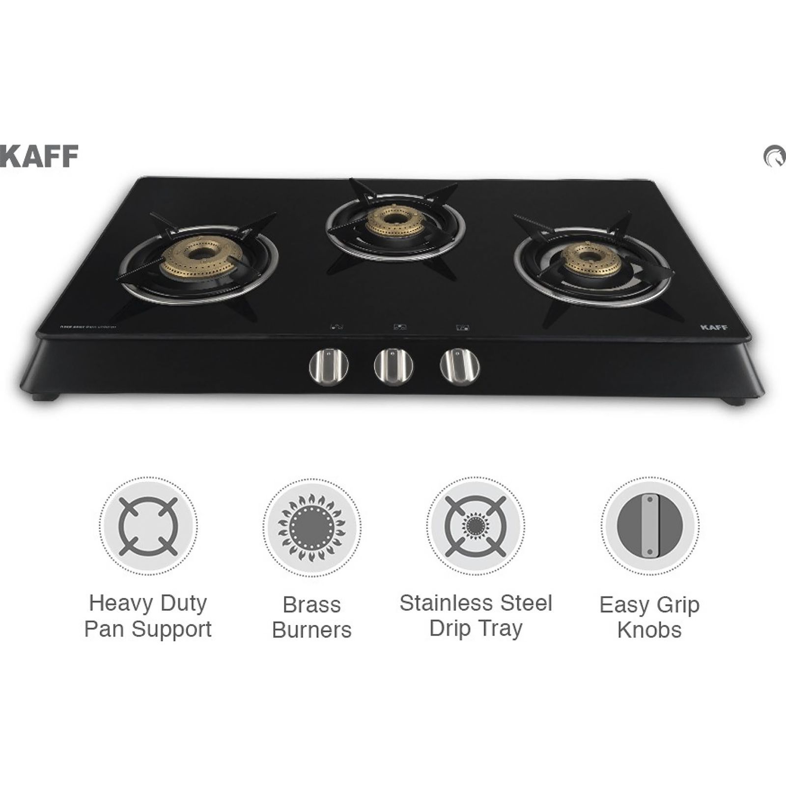 KAFF CTB713B Toughened Glass Top 3 Burner Manual Gas Stove (Heavy Duty Pan Support, Black)_6