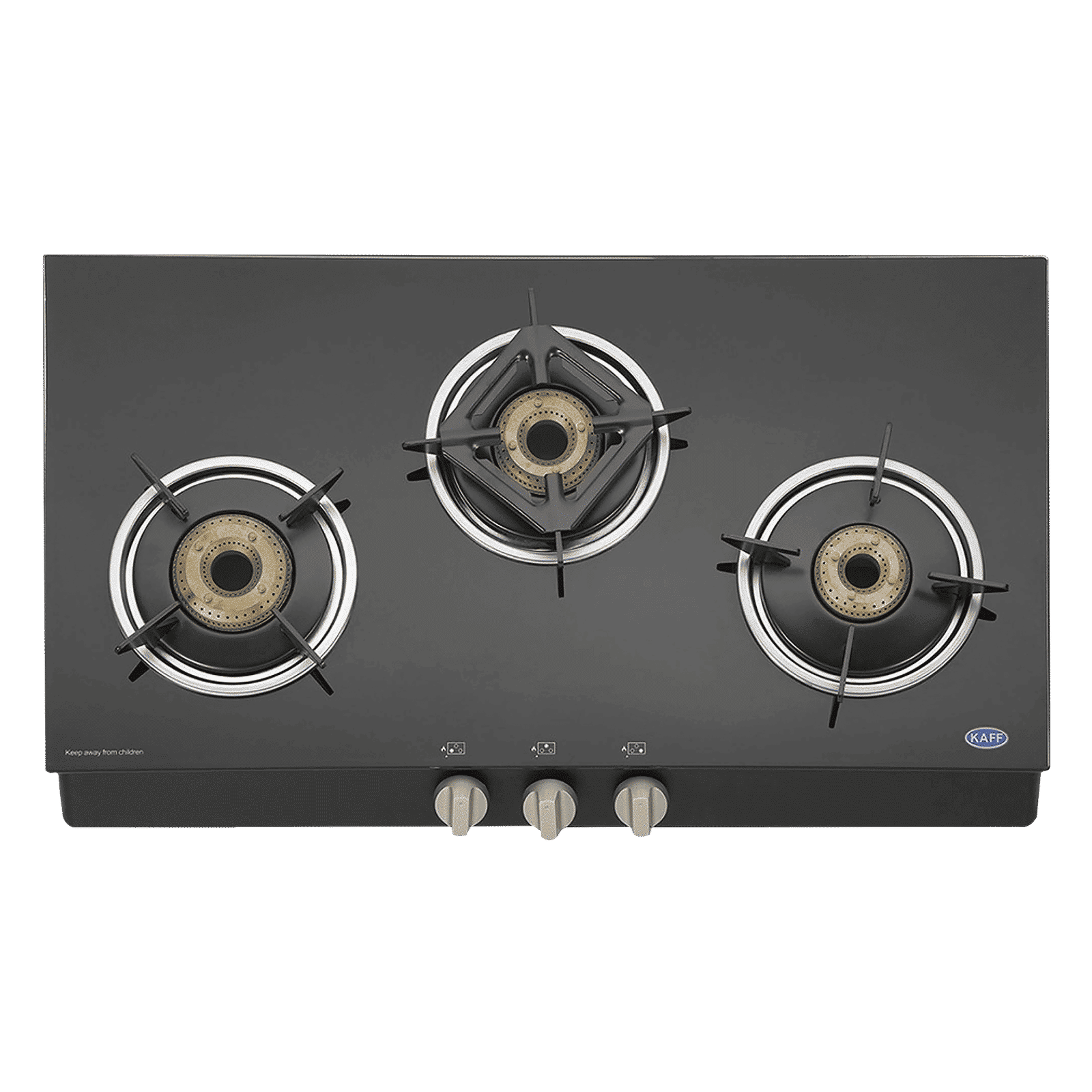 KAFF CTB713BAI Toughened Glass Top 3 Burner Automatic Gas Stove (Heavy Duty Pan Support, Black)_5
