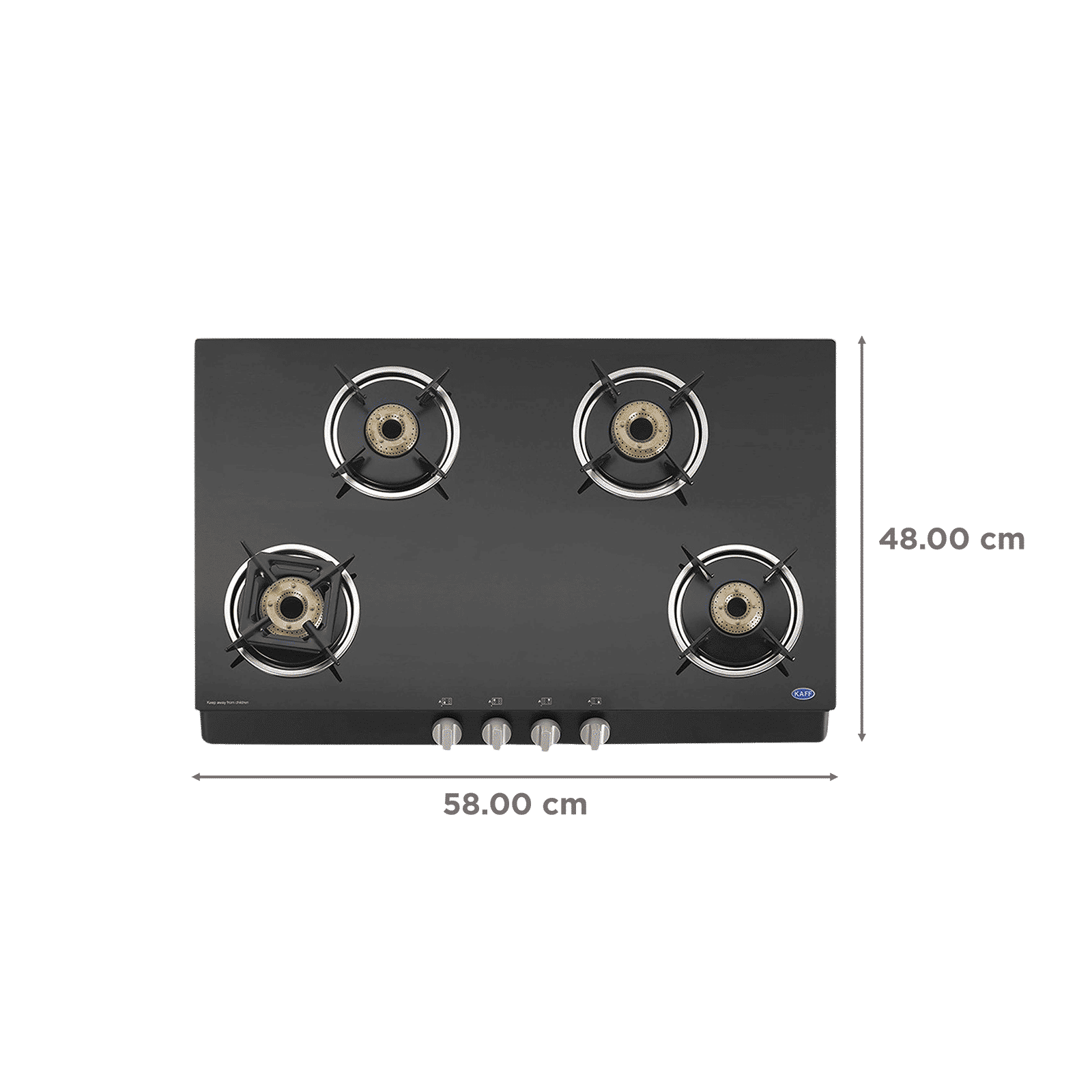 KAFF CTB694B Toughened Glass Top 4 Burner Manual Gas Stove (Heavy Duty Pan Support, Black)_2