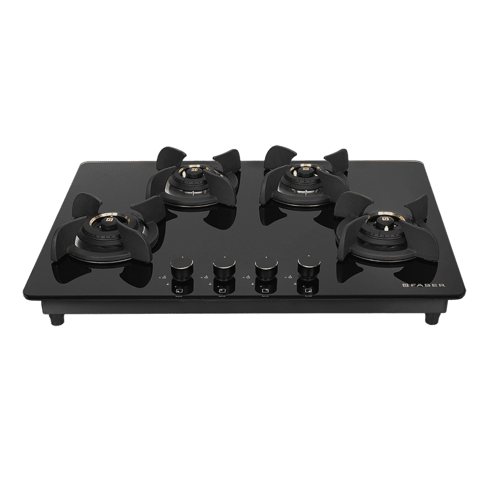 Faber Ultima HT724 CRS BR CI AI Toughened Glass Top 4 Burner Automatic Electric Hob (Premium Quality Knob, Black)_1