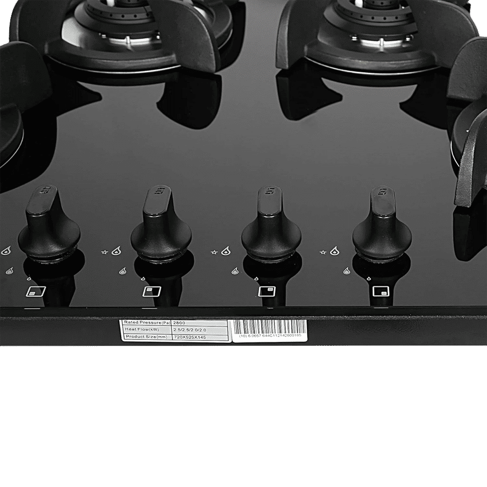 Faber Ultima HT724 CRS BR CI AI Toughened Glass Top 4 Burner Automatic Electric Hob (Premium Quality Knob, Black)_5