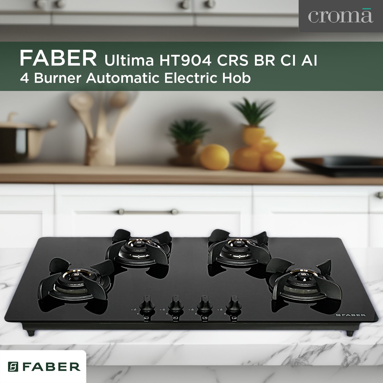 Faber Ultima HT904 CRS BR CI AI Toughened Glass Top 4 Burner Automatic Electric Hob (Premium Quality Knob, Black)_12