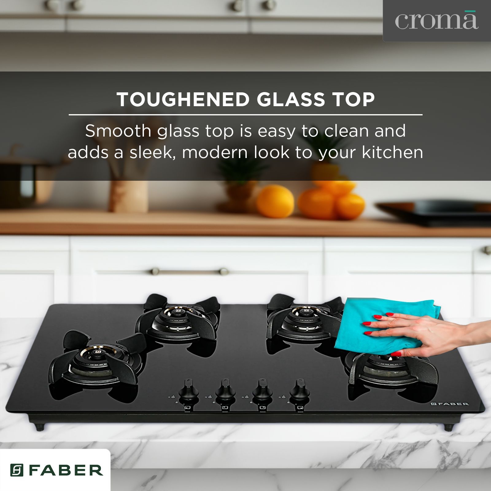 Faber Ultima HT904 CRS BR CI AI Toughened Glass Top 4 Burner Automatic Electric Hob (Premium Quality Knob, Black)_14