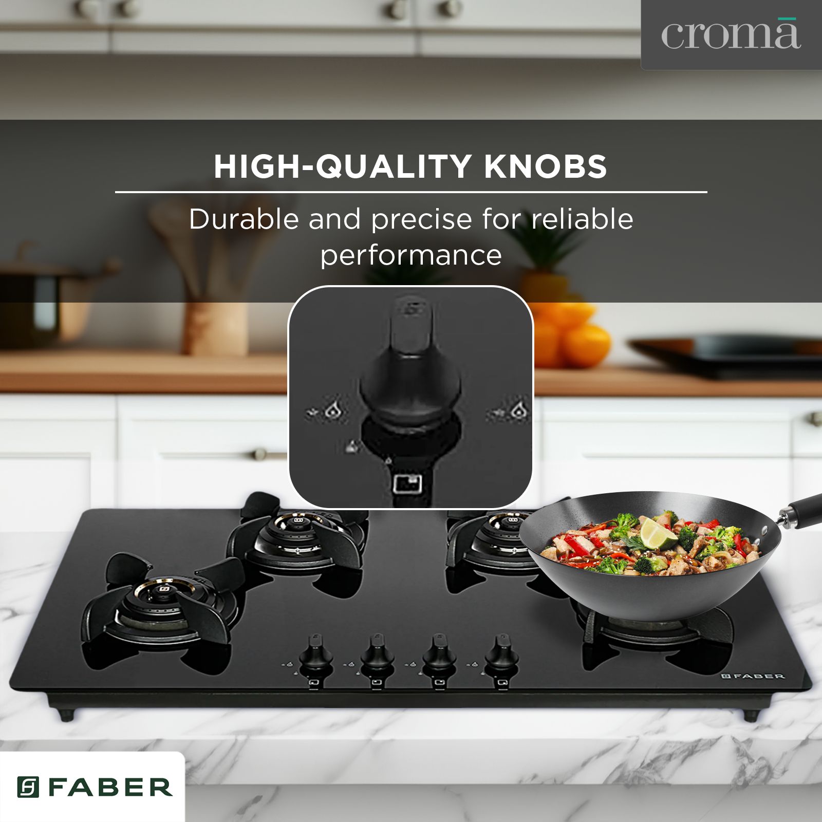Faber Ultima HT904 CRS BR CI AI Toughened Glass Top 4 Burner Automatic Electric Hob (Premium Quality Knob, Black)_16