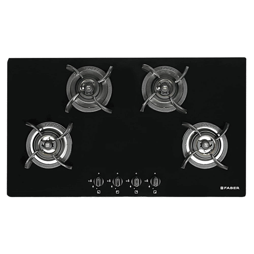 Faber Ultima HT904 CRS BR CI AI Toughened Glass Top 4 Burner Automatic Electric Hob (Premium Quality Knob, Black)_6