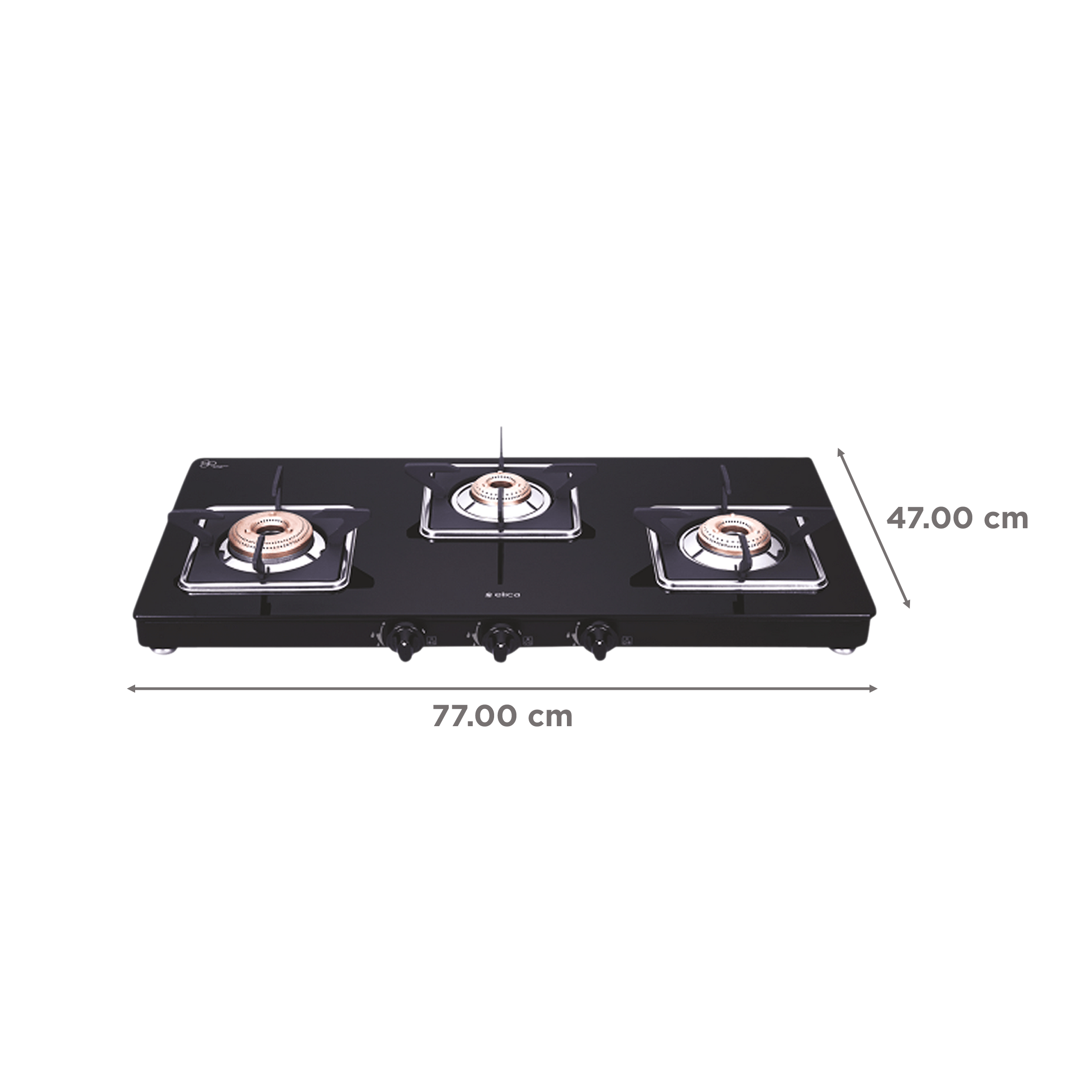 elica 773 CT VETRO (SLIMLINE SPF AI) Toughened Glass Top 3 Burner Automatic Gas Stove (Square Euro Coated Grids, Black) elica 773 CT VETRO (SLIMLINE SPF AI) Toughened Glass Top 3 Burner Automatic Gas Stove (Square Euro Coated Grids, Black)_2