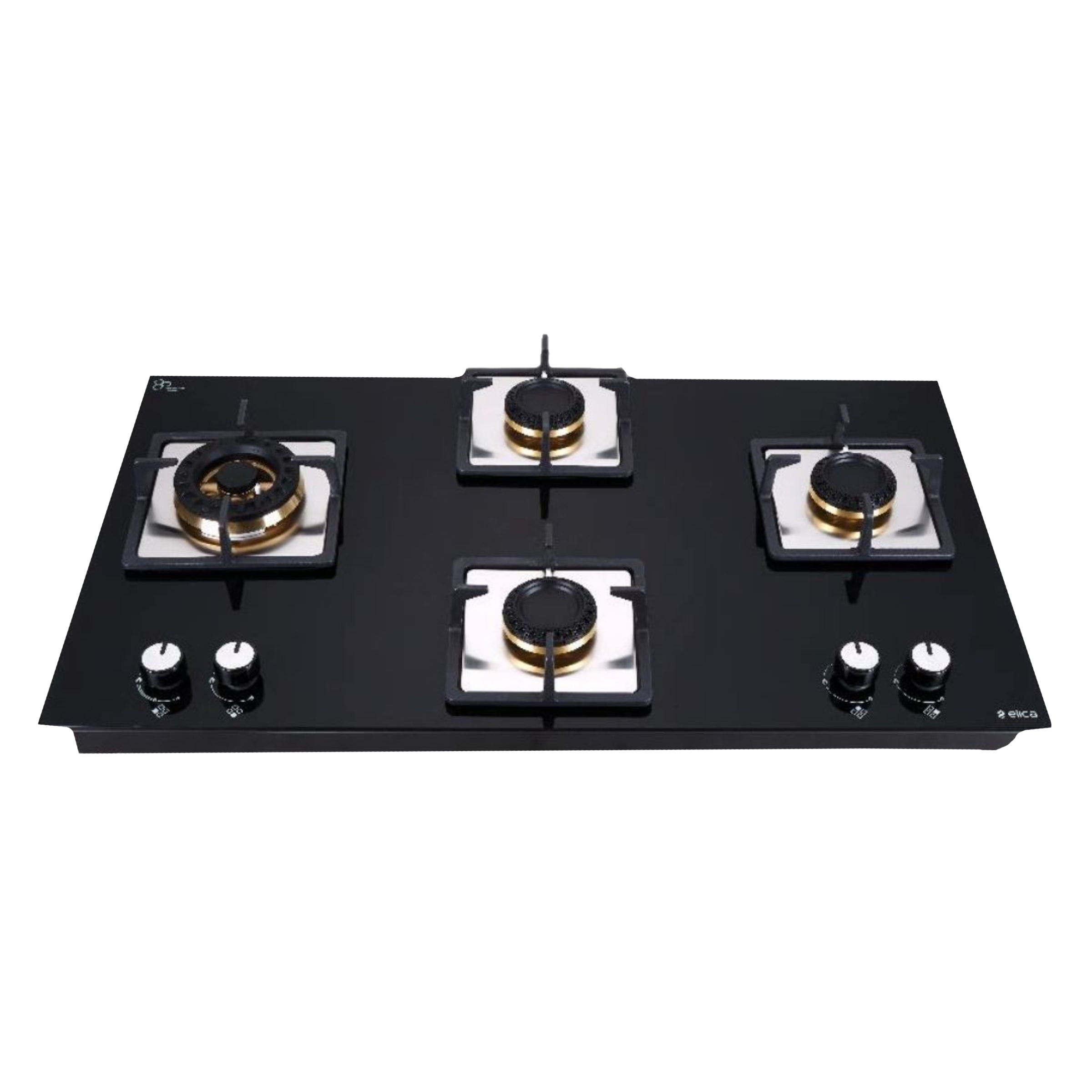 Elica FLEXI MFC FB 491 SWIRL Toughened Glass Top 4 Burner Automatic Electric Hob (Cast Iron Grid, Black)_1