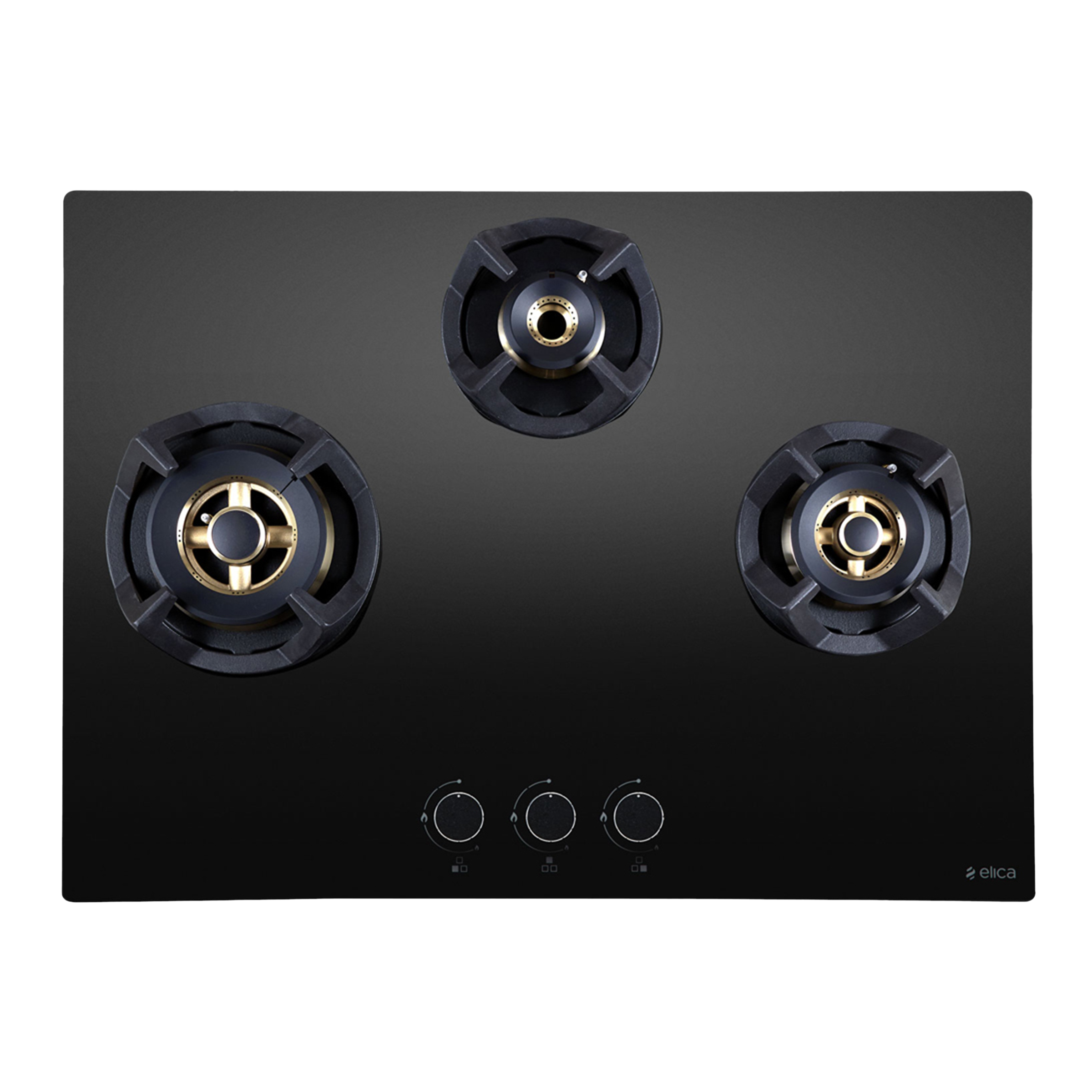Elica CLASSIC FB MFC 3B 70 MT Glass Top 3 Burner Automatic Electric Hob (Cast Iron Support, Black)_1
