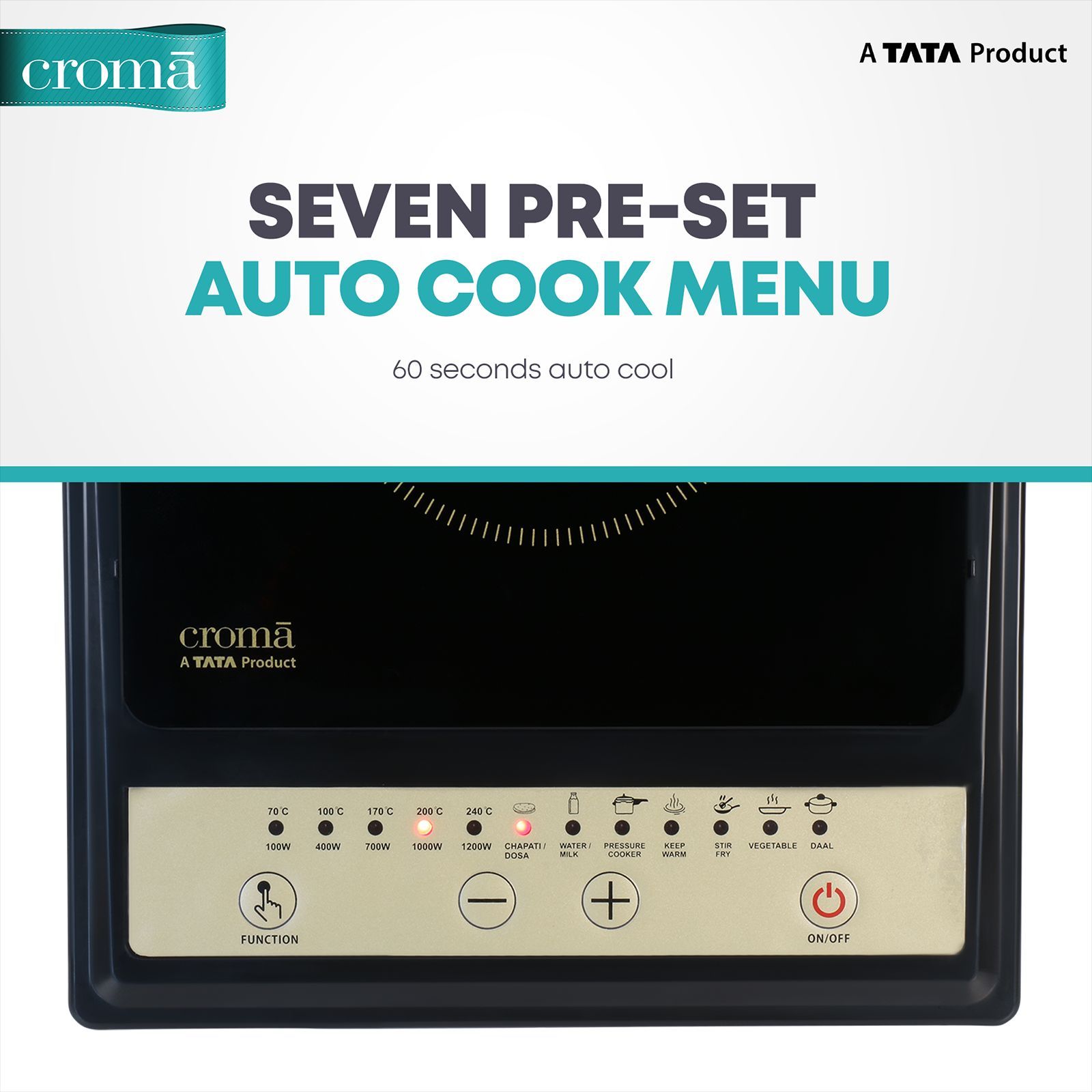 Croma 1200W Induction Cooktop with 7 Preset Menus Croma 1200W Induction Cooktop with 7 Preset Menus_8