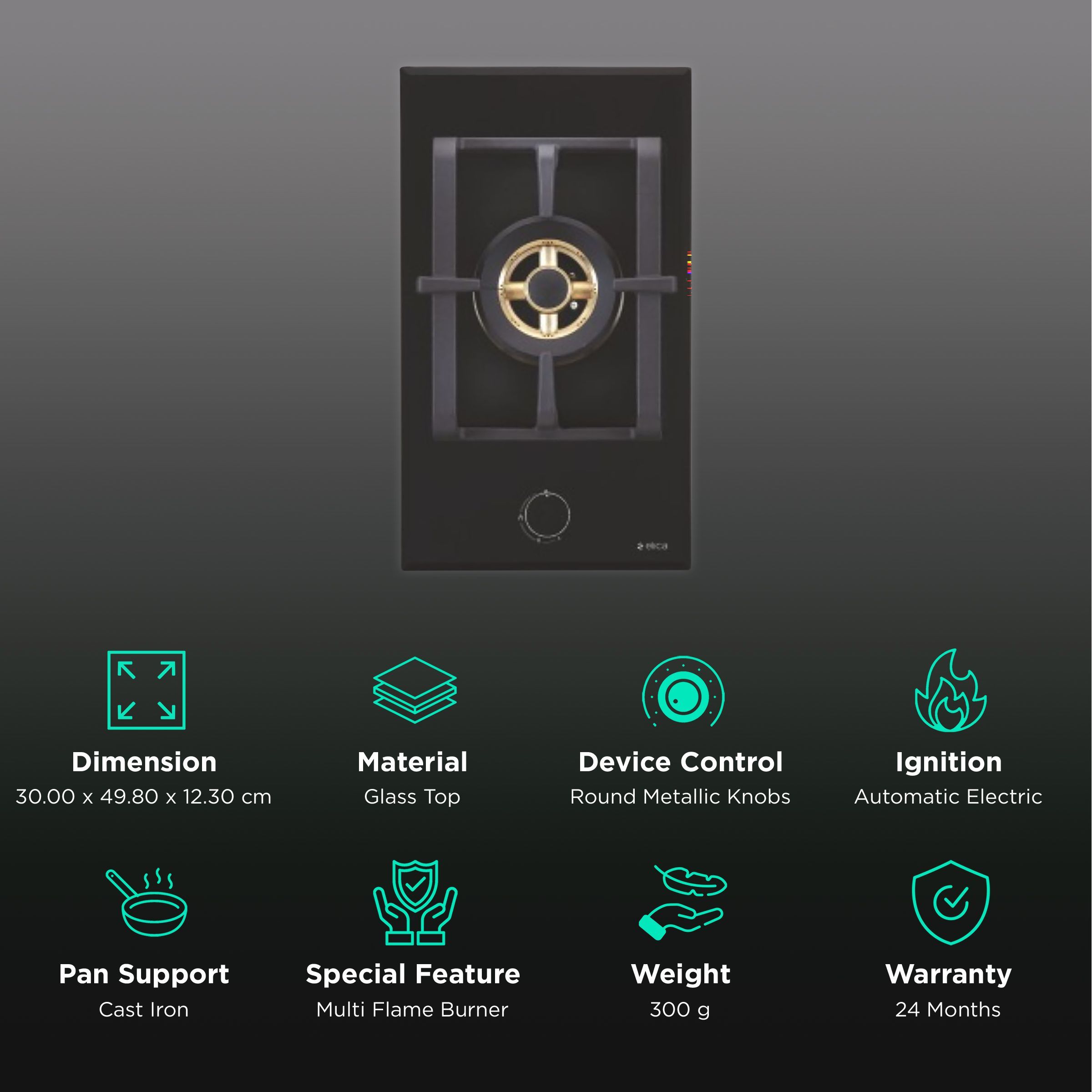 Elica PRO FB MFC 1B 30 FFD Glass Top 1 Burner Automatic Electric Hob (Flame Failure Device, Black)_3