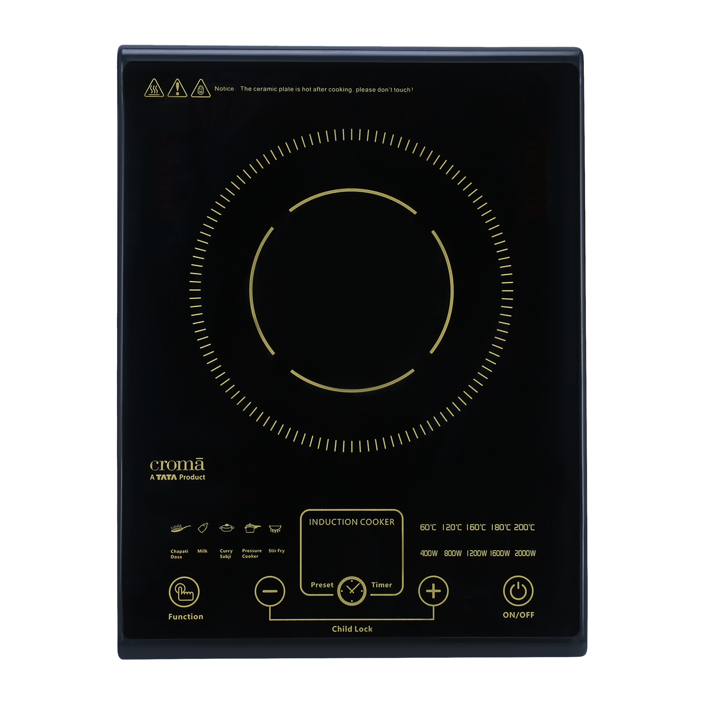 Croma 2000W Induction Cooktop with 5 Preset Menus_1
