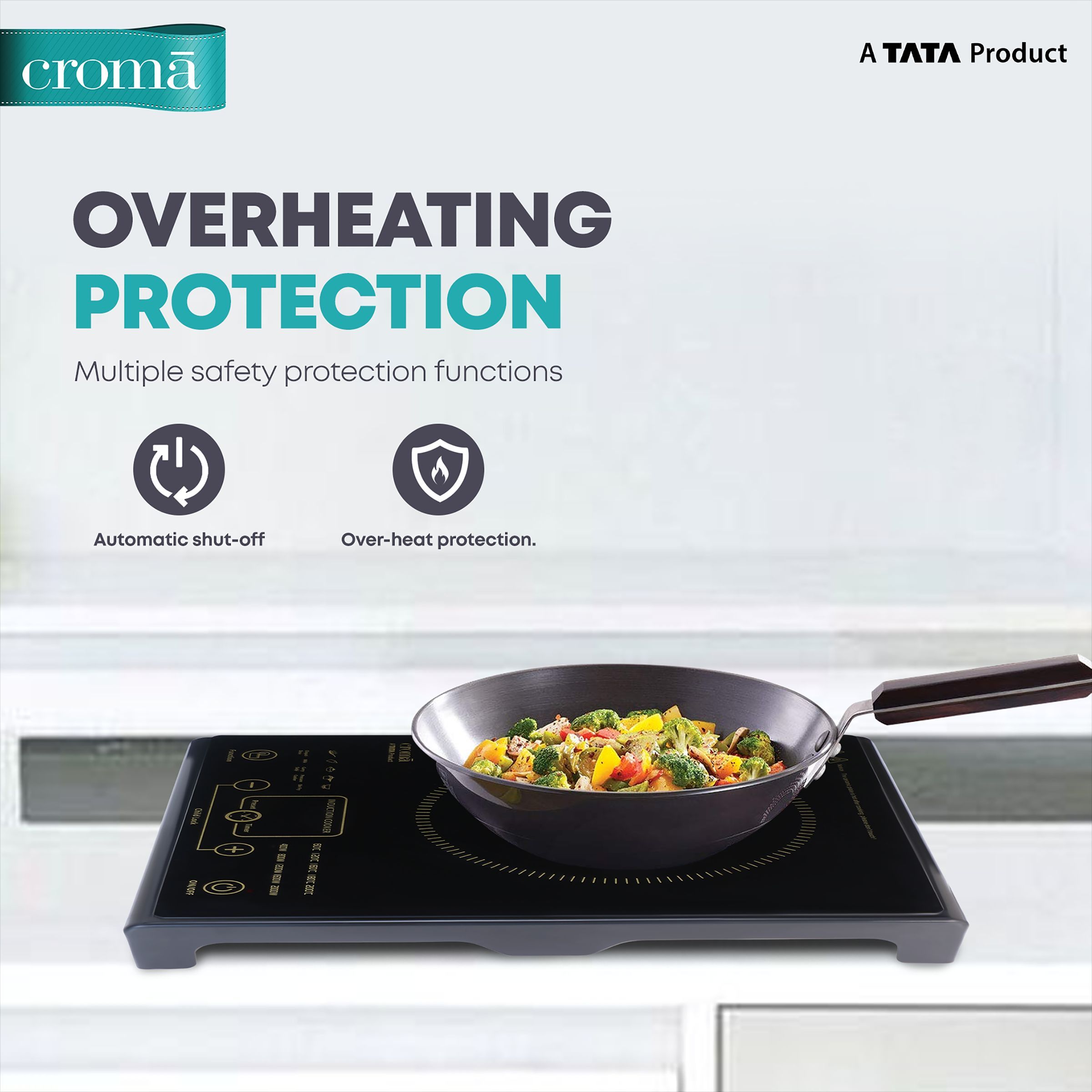Croma 2000W Induction Cooktop with 5 Preset Menus_6