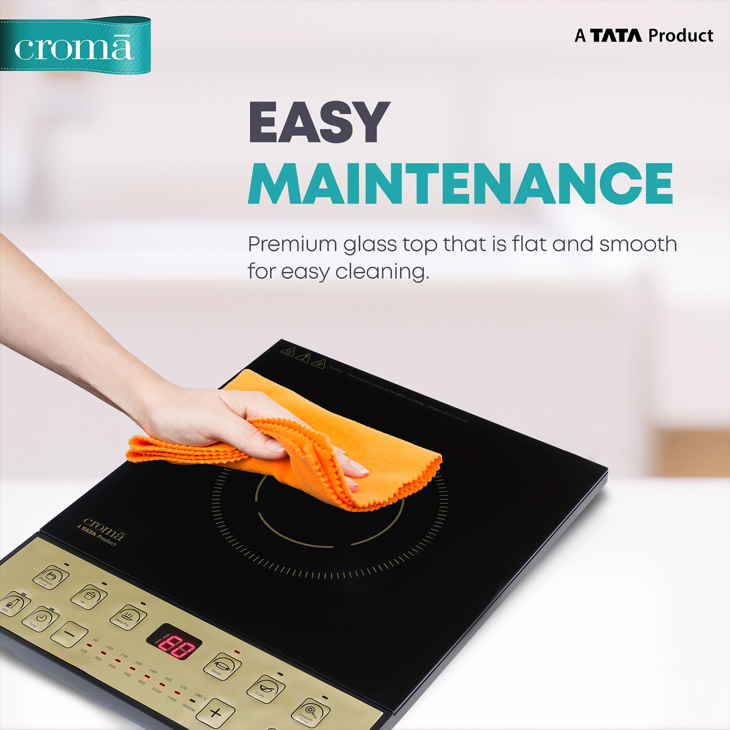 Croma 1600W Induction Cooktop with 7 Preset Menus_7