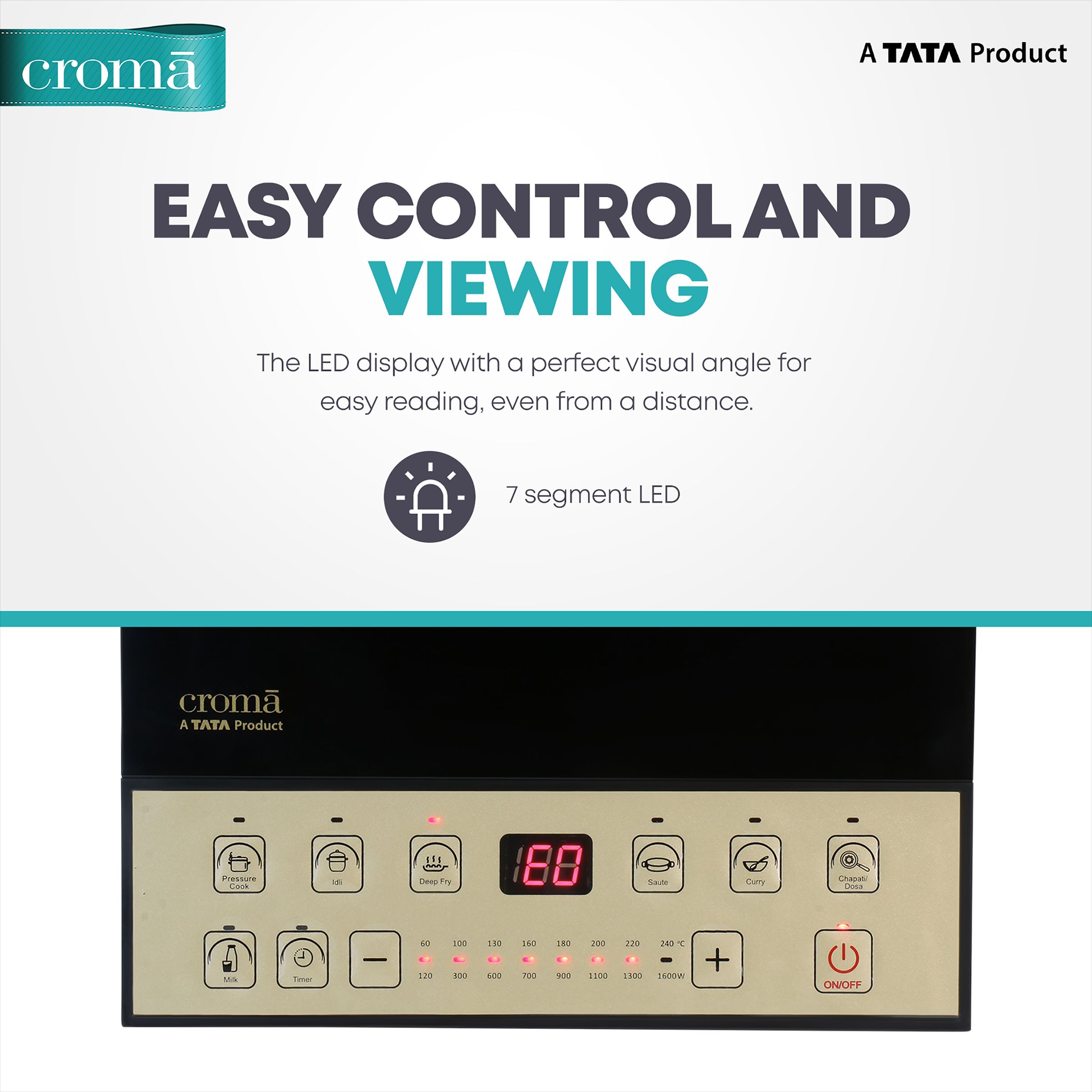 Croma 1600W Induction Cooktop with 7 Preset Menus_11