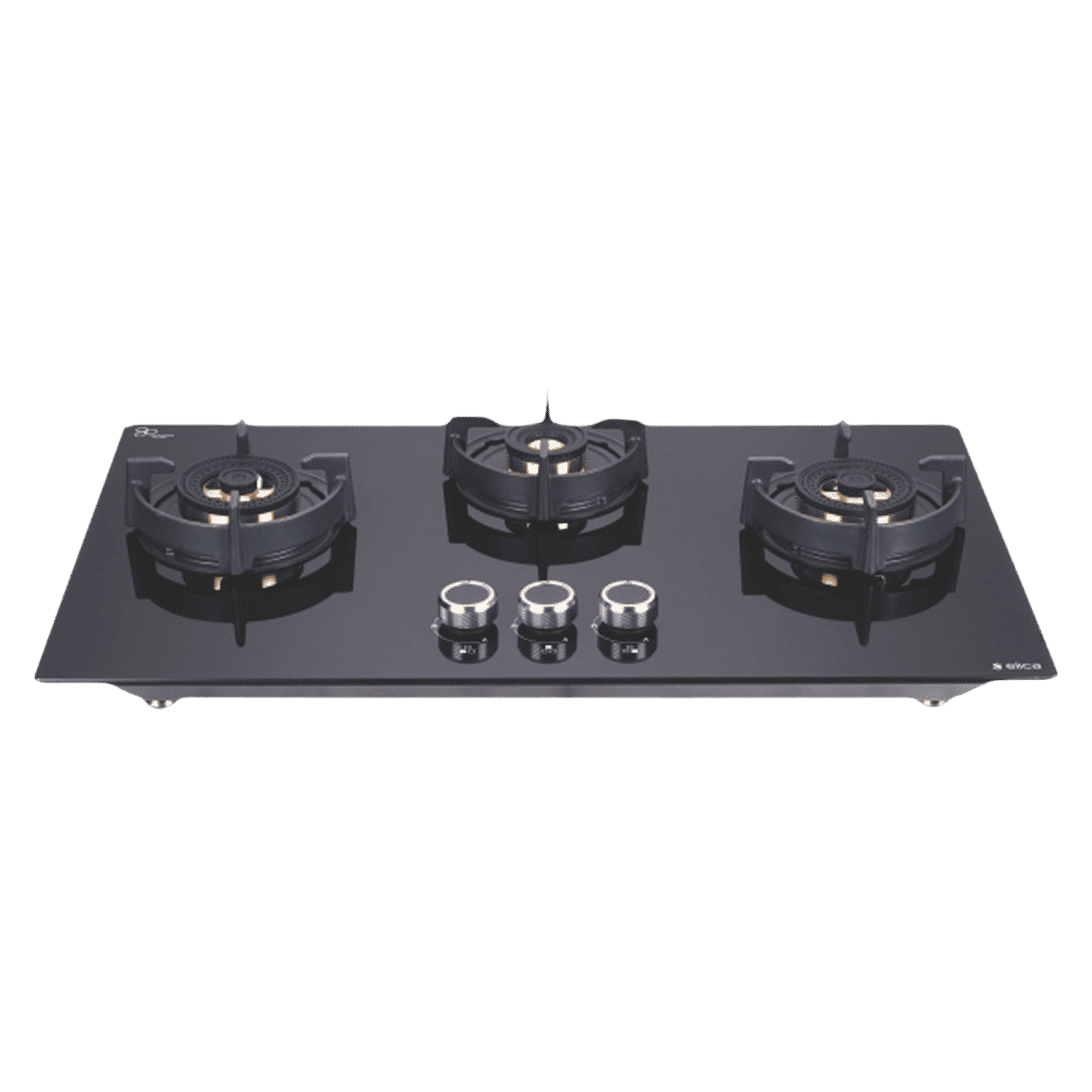Elica FLEXI DFS FB 3B 75 DX Glass Top 3 Burner Automatic Hob (Round Enamelled Grid, Black)_1