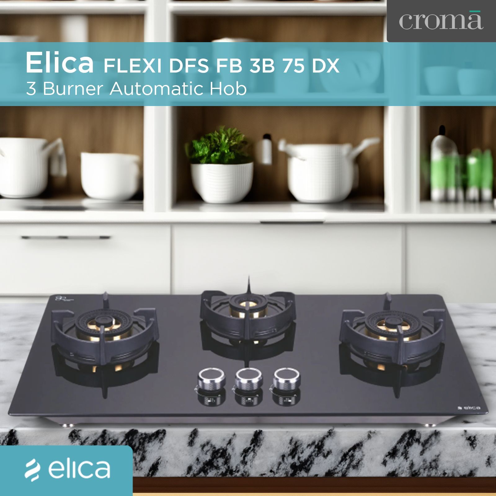 Elica FLEXI DFS FB 3B 75 DX Glass Top 3 Burner Automatic Hob (Round Enamelled Grid, Black)_11