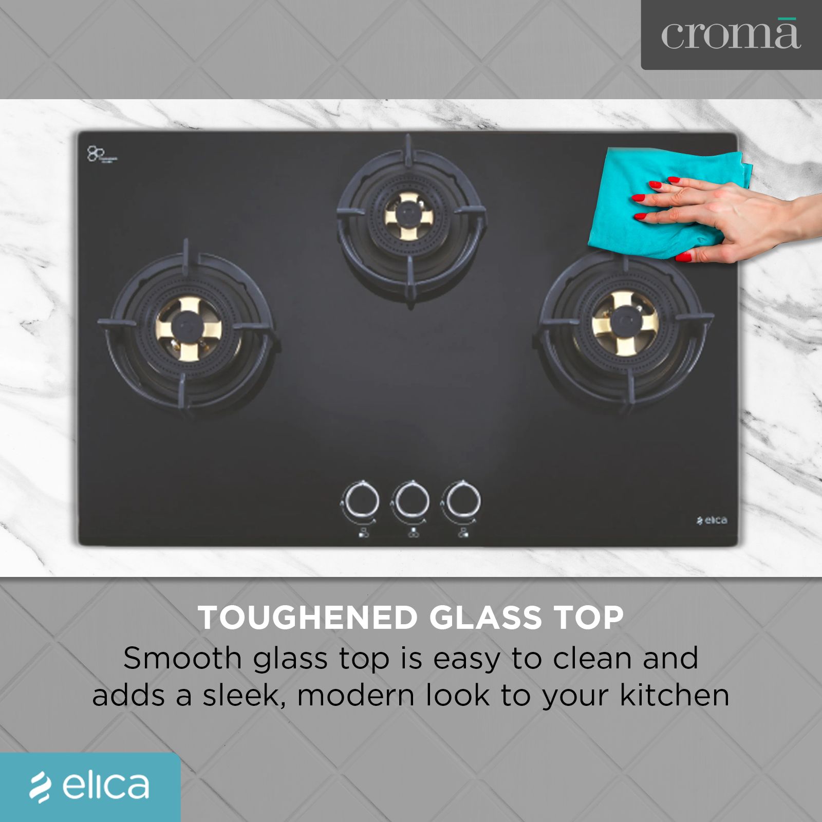 Elica DFS FB MFC 3B 70 DX Glass Top 3 Burner Automatic Hob (Round Enamelled Grid, Black)_6